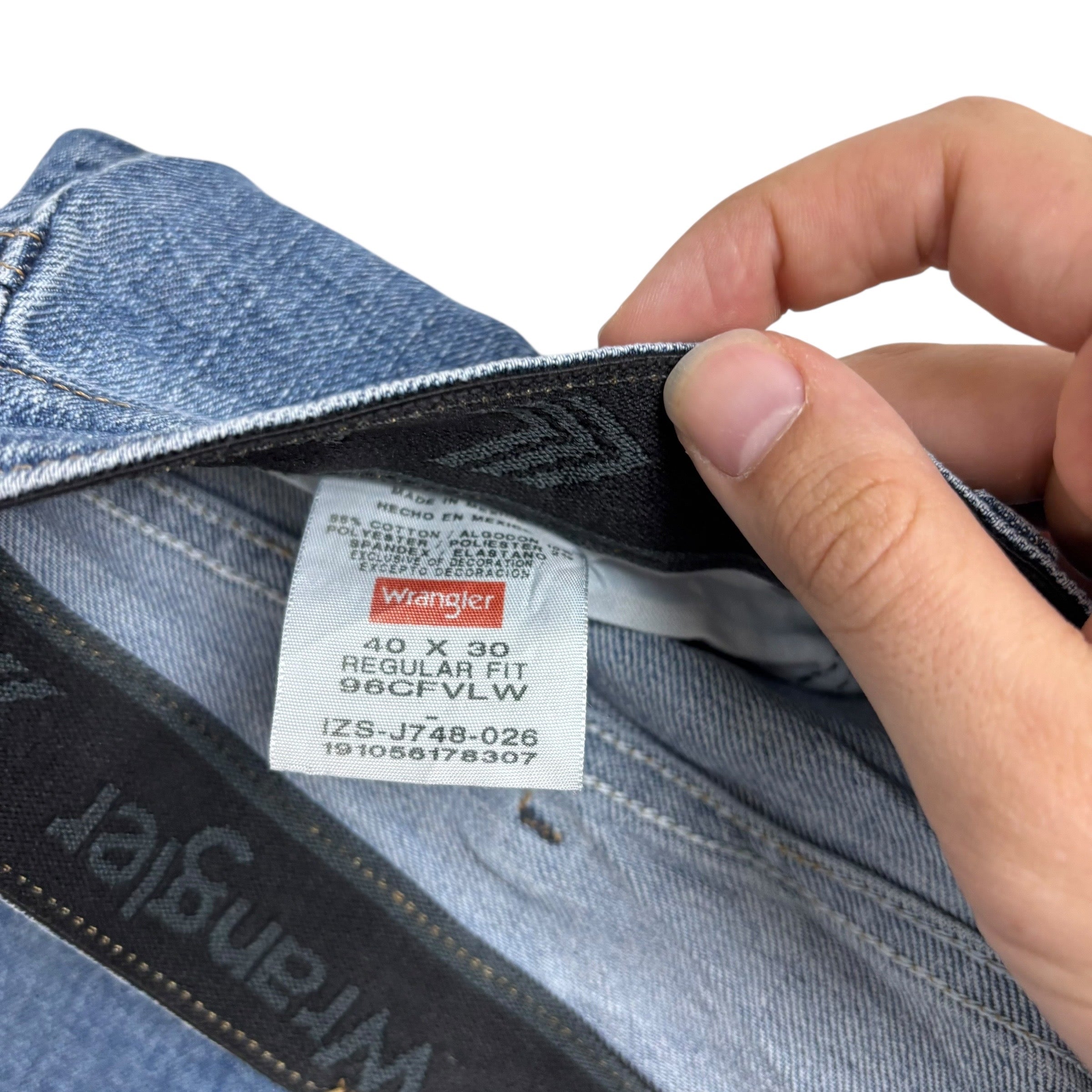 Wrangler Jeans W40 L30 Mens Mid Blue Regular Straight Fit Stretch Denim