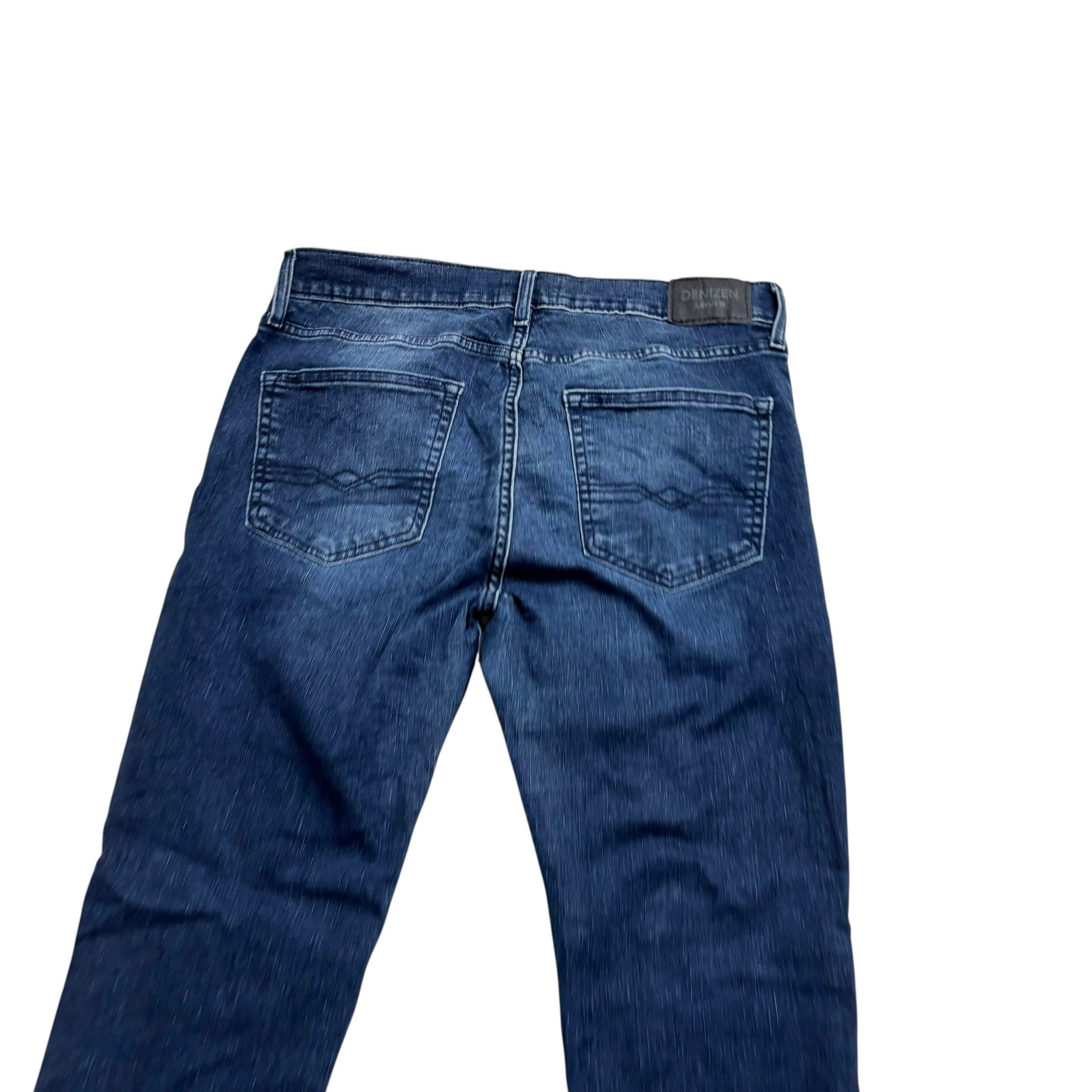 Levis Denizen Jeans W34 L32 Mens Navy Blue Skinny Fit Stretch Denim (E)