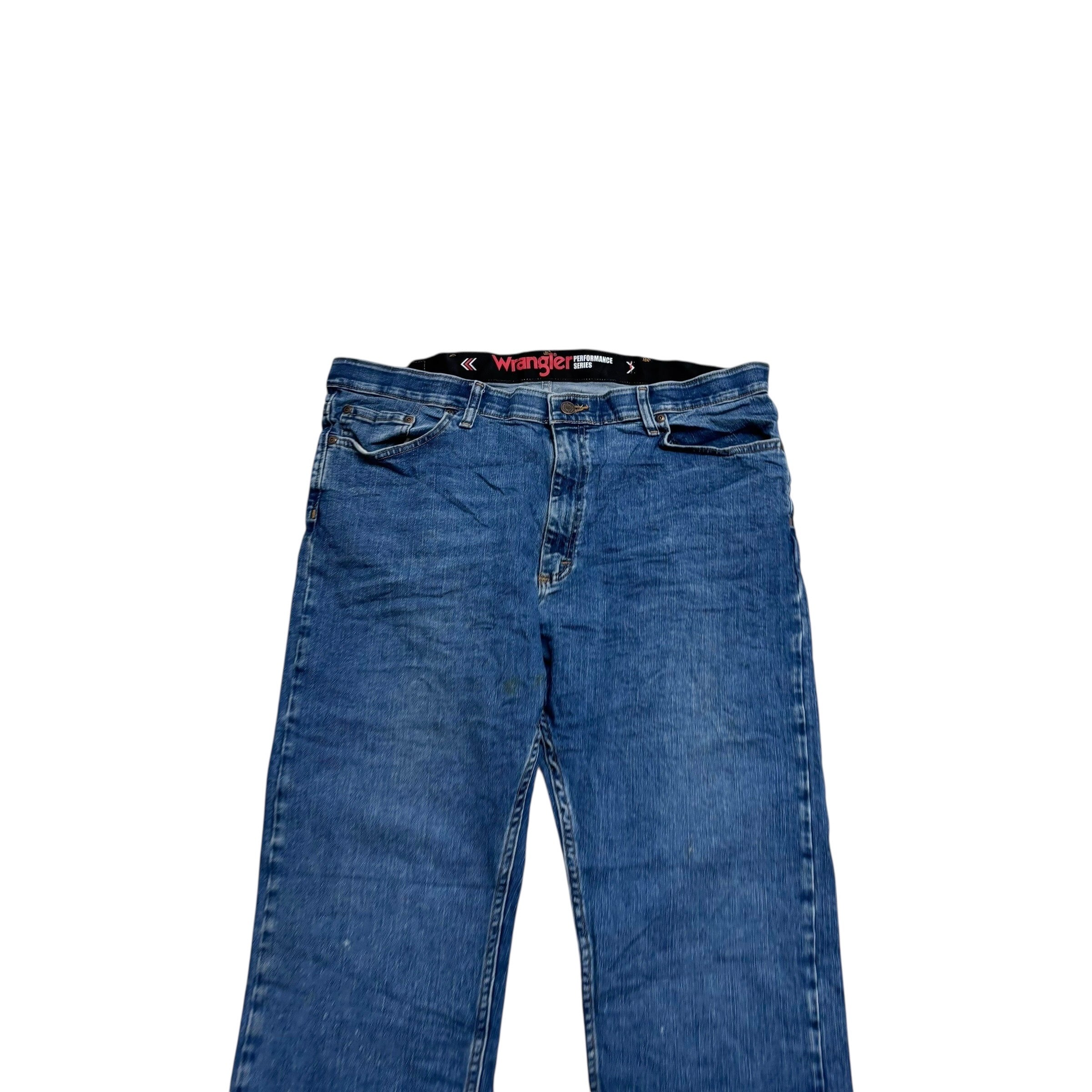 Wrangler Jeans W38 L30 Mens Mid Blue Regular Straight Fit Stretch Denim (F)