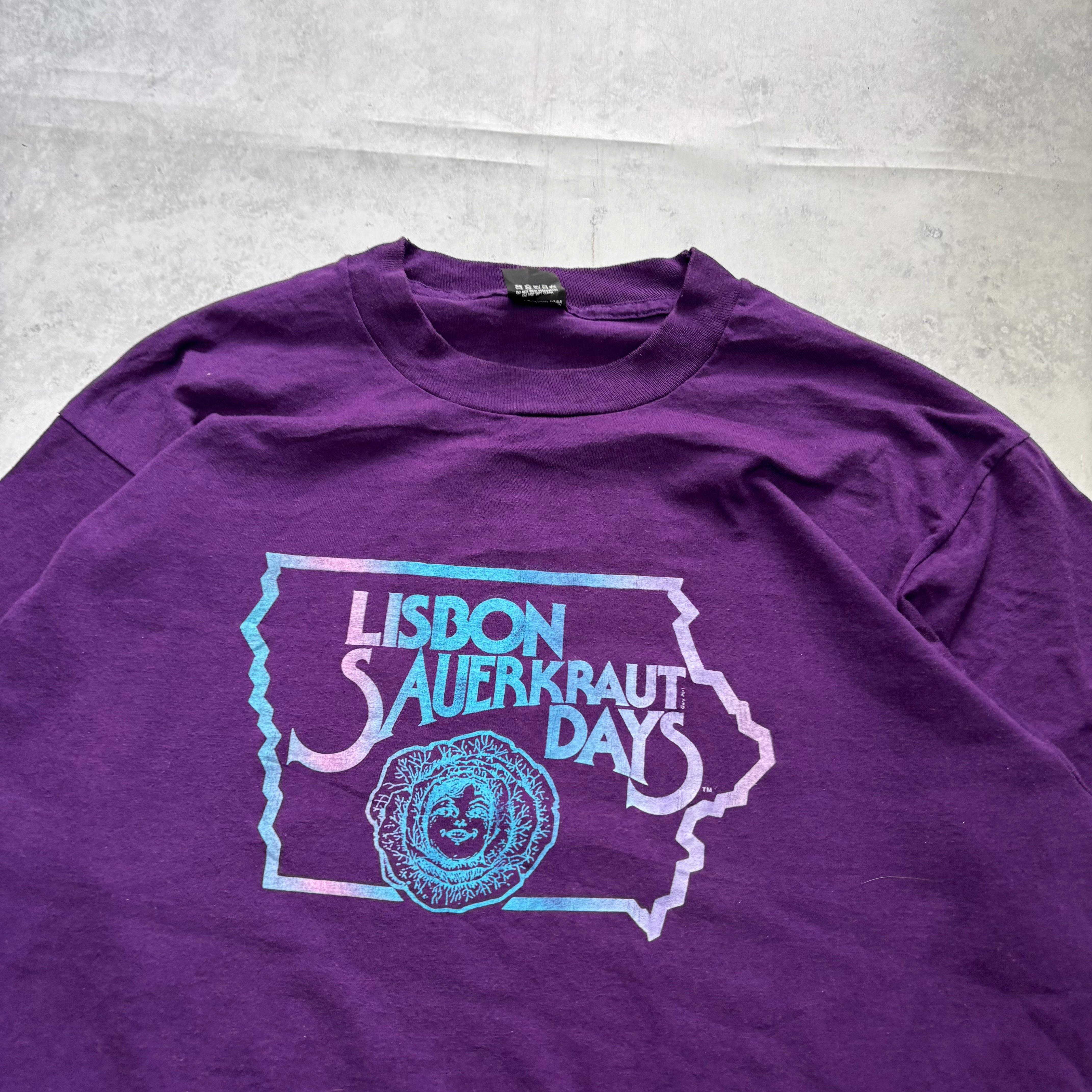 Vintage T Shirt Mens XL Purple Single Stitch Graphic Print 90s USA Tourist (E)