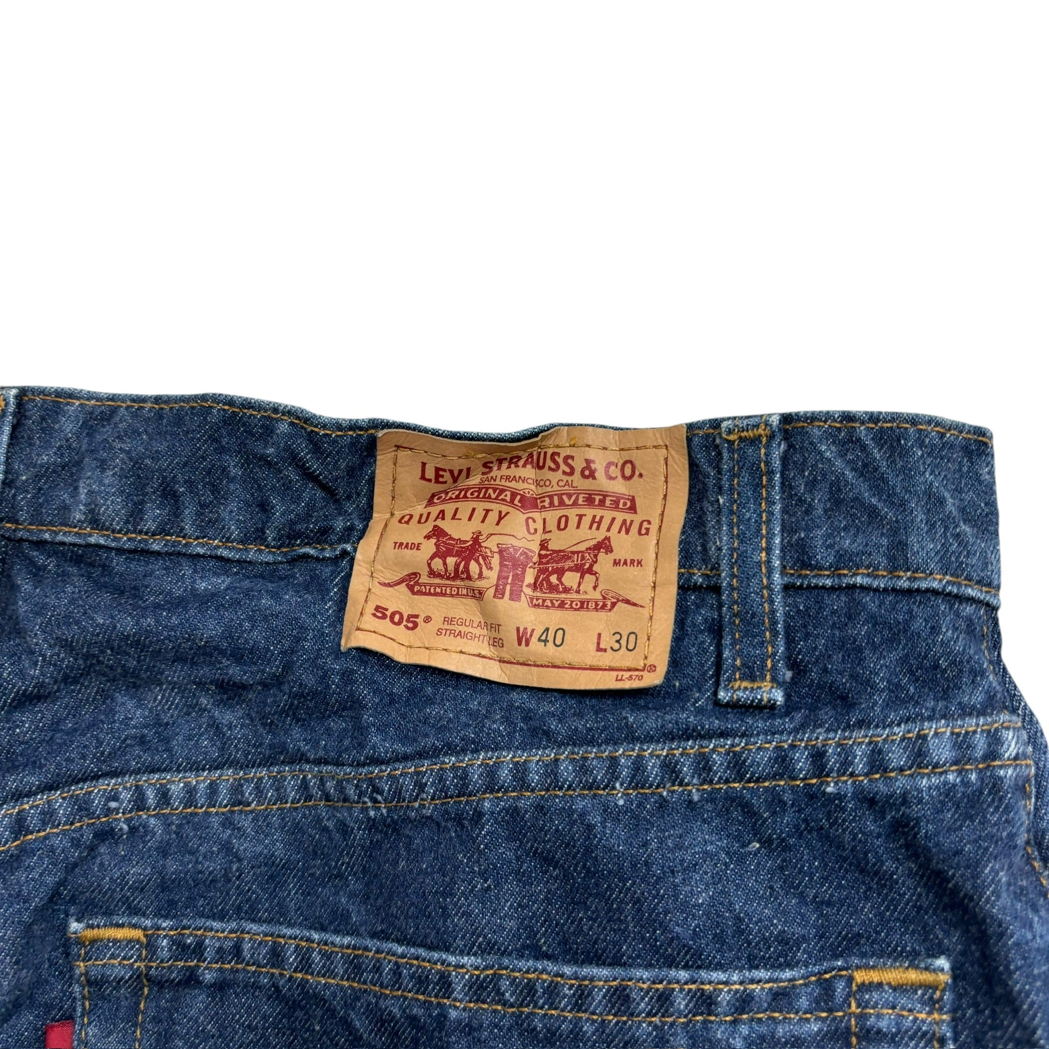 Levis 505 Jeans W40 L30 Mens Dark Blue Regular Straight Fit Vintage Denim