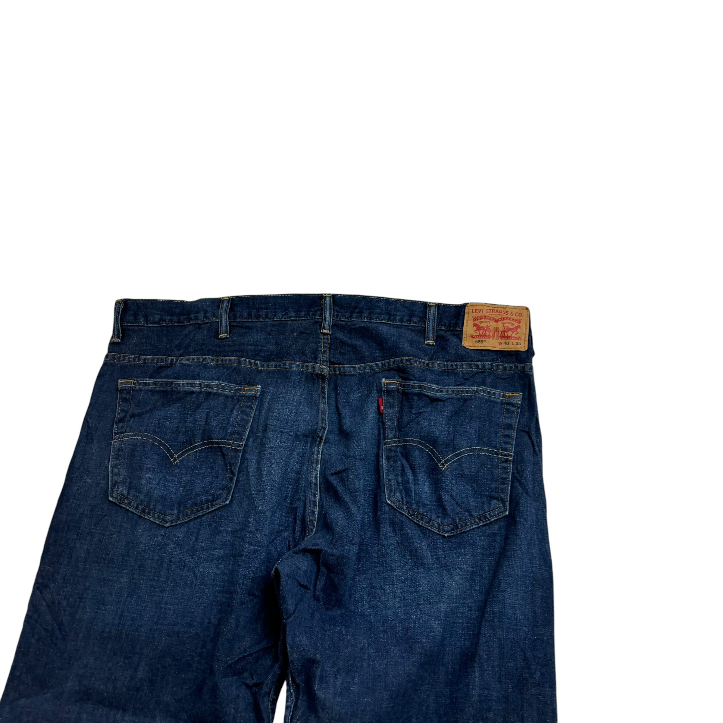 Levis 569 Jeans W40 L30 Mens Dark Blue Baggy Relaxed Straight Fit Denim