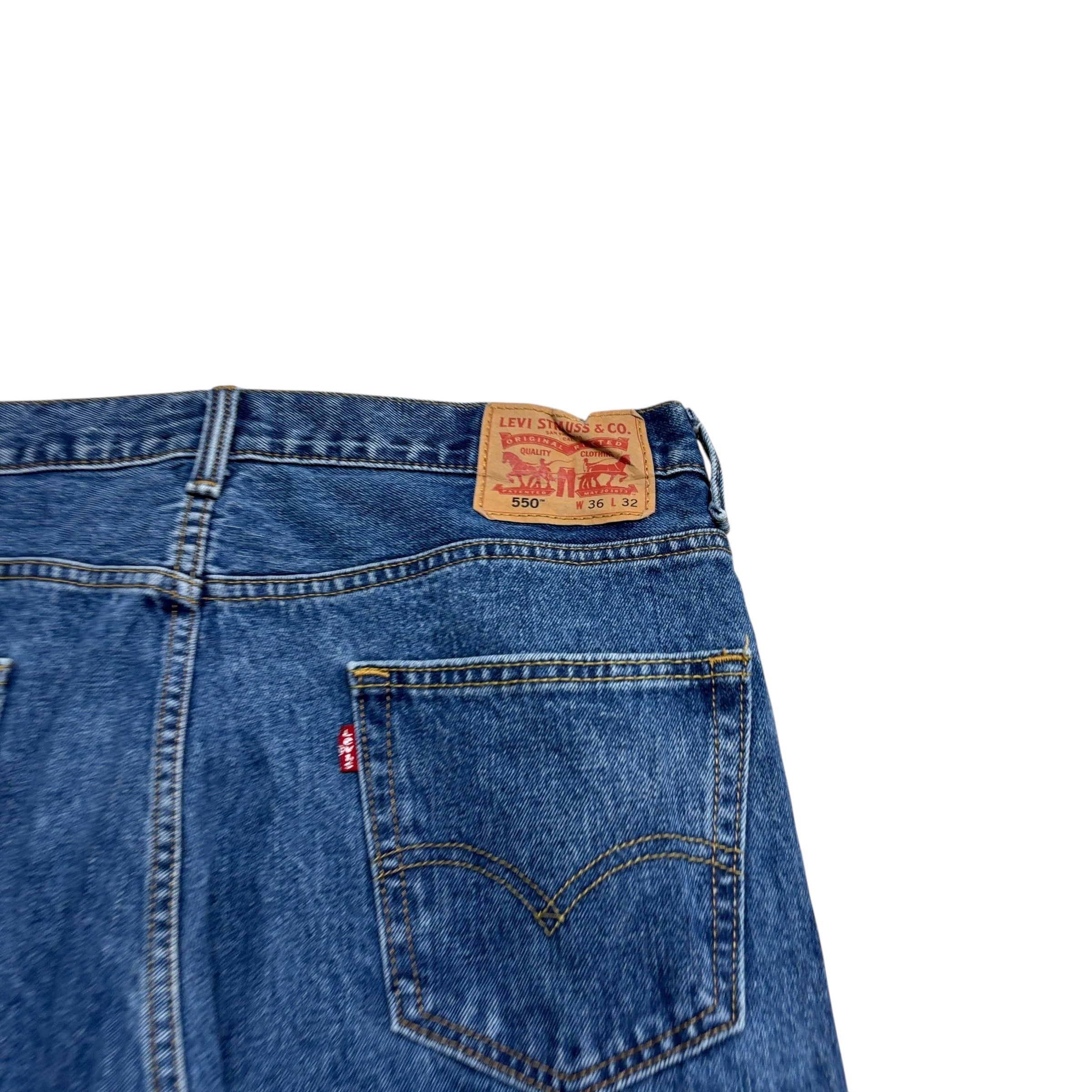 Levis 550 Jeans W36 L32 Mens Mid Blue Baggy Relaxed Straight Fit Denim (E)