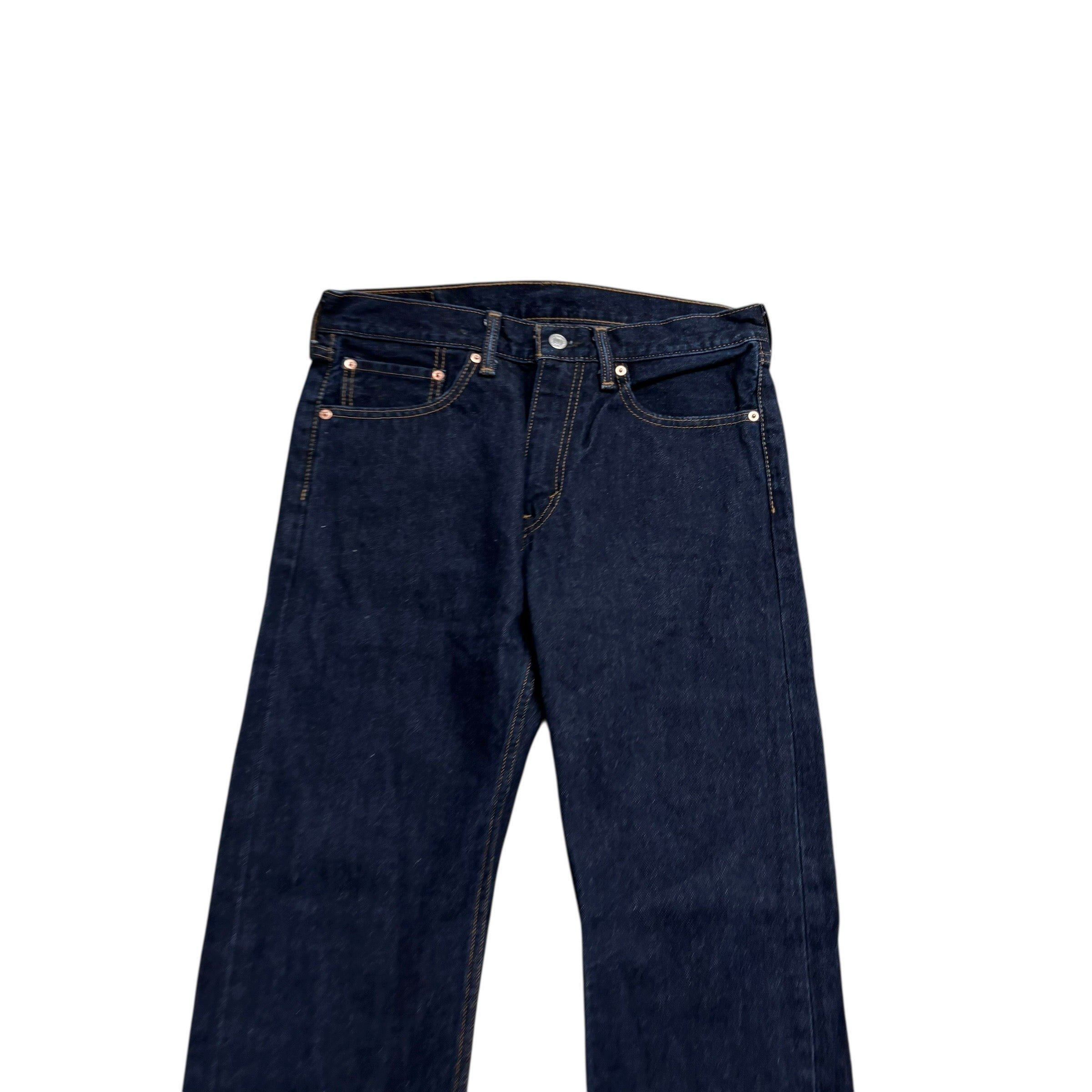 Levis 505 Jeans W32 L32 Mens Dark Blue Regular Straight Fit Denim (E)