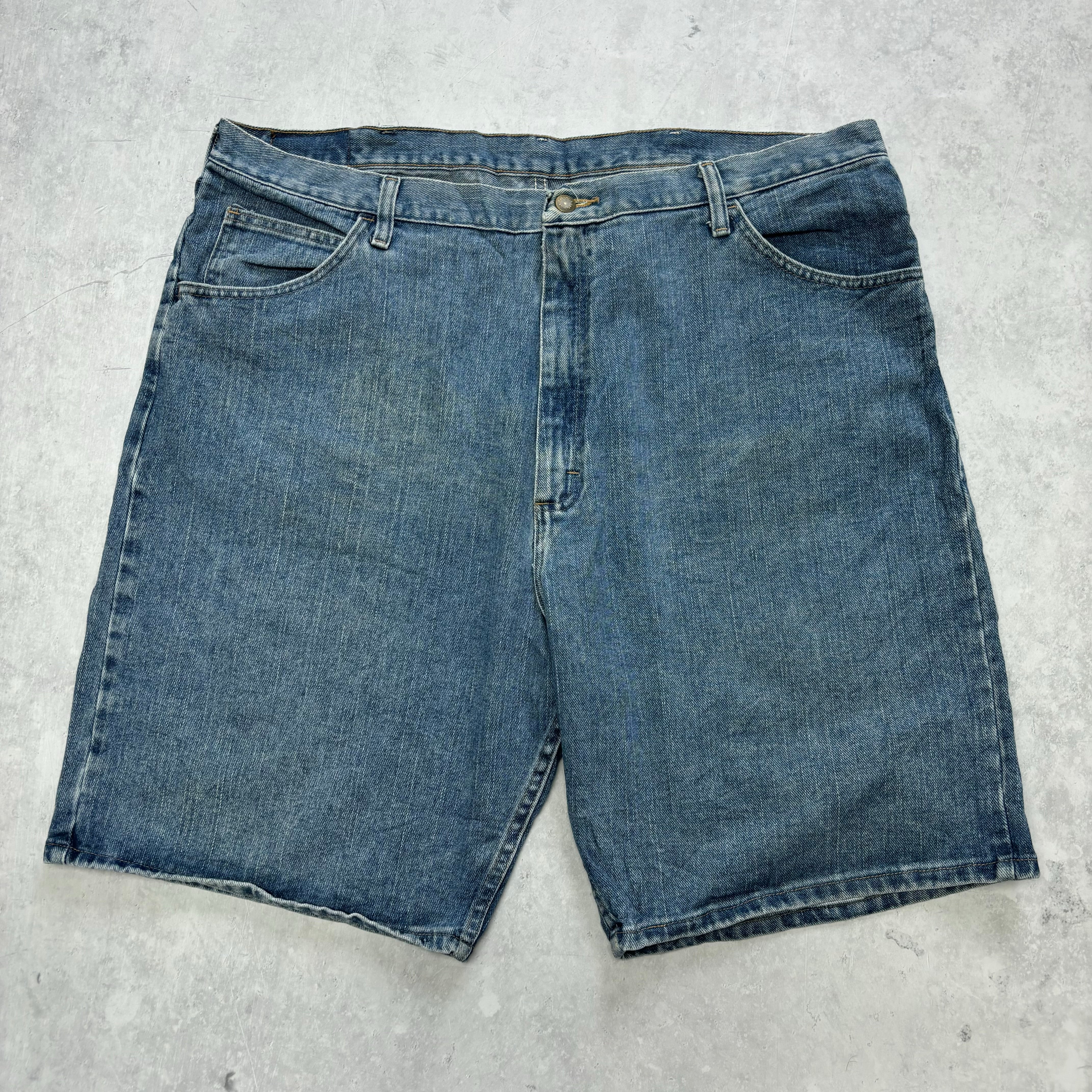 Vintage Wrangler Jorts W42 Mens Denim Shorts Mid Blue Baggy Relaxed Fit