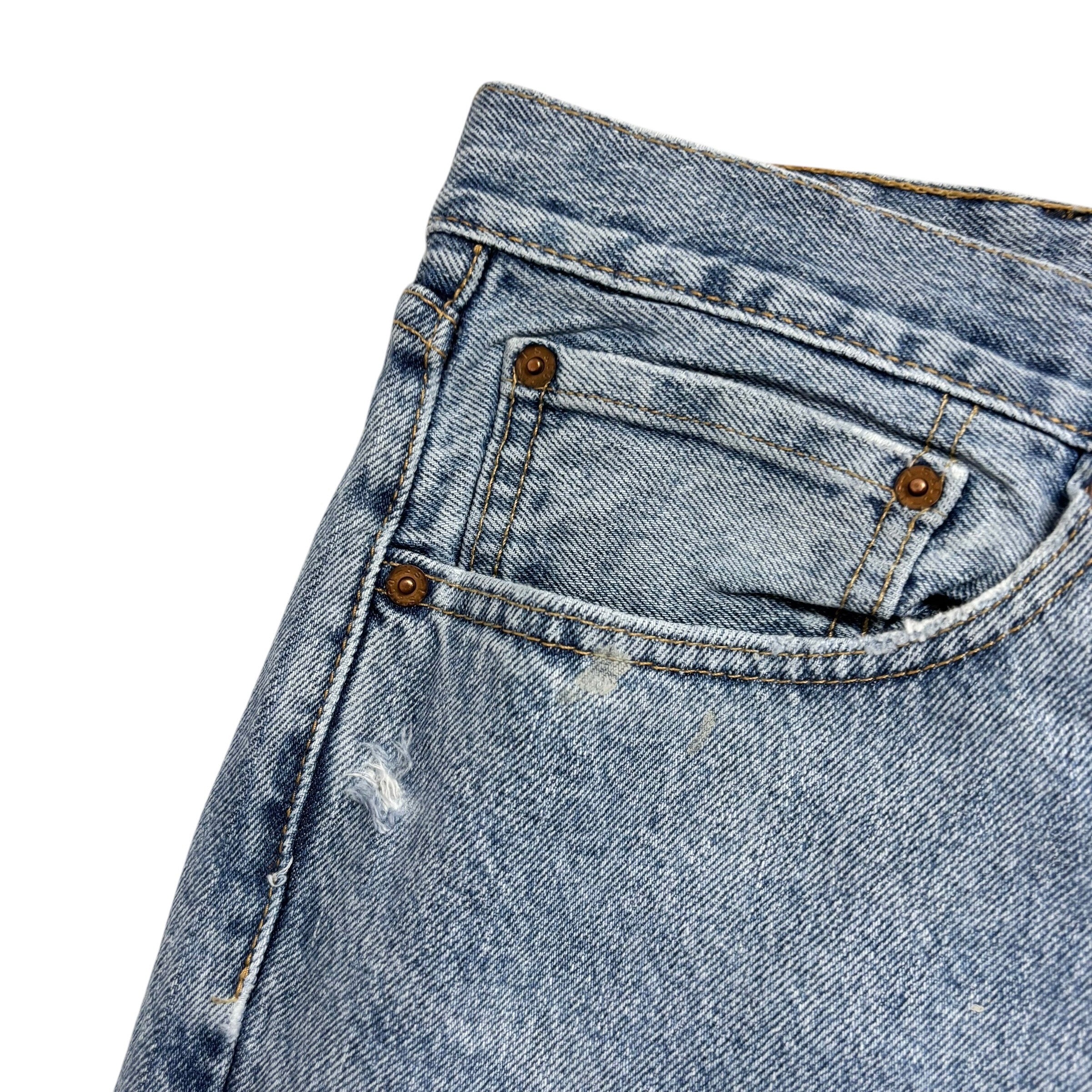 Levis 505 Jeans W38 L32 Mens Light Blue Regular Straight Fit Denim