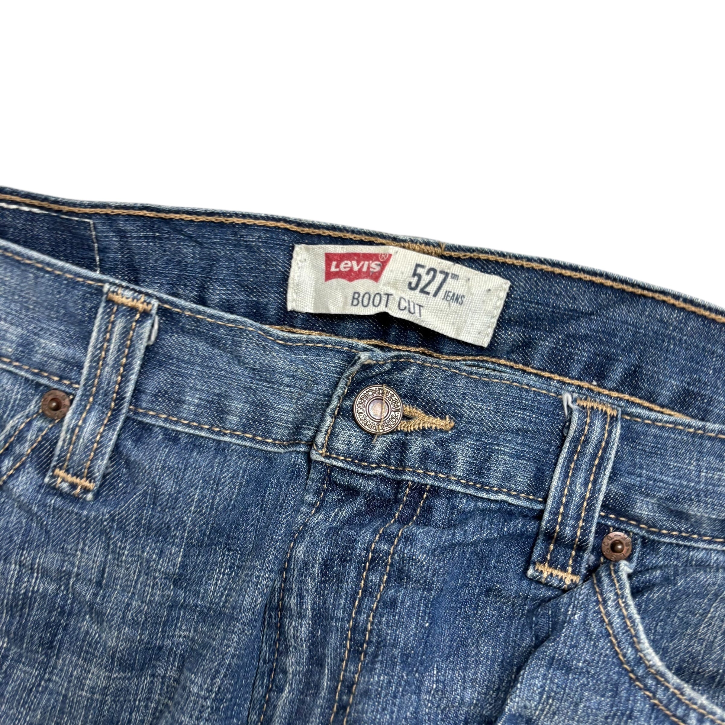 Levis 527 Jeans W34 L32 Mens Mid Blue Regular Bootcut Fit Vintage Denim (E)