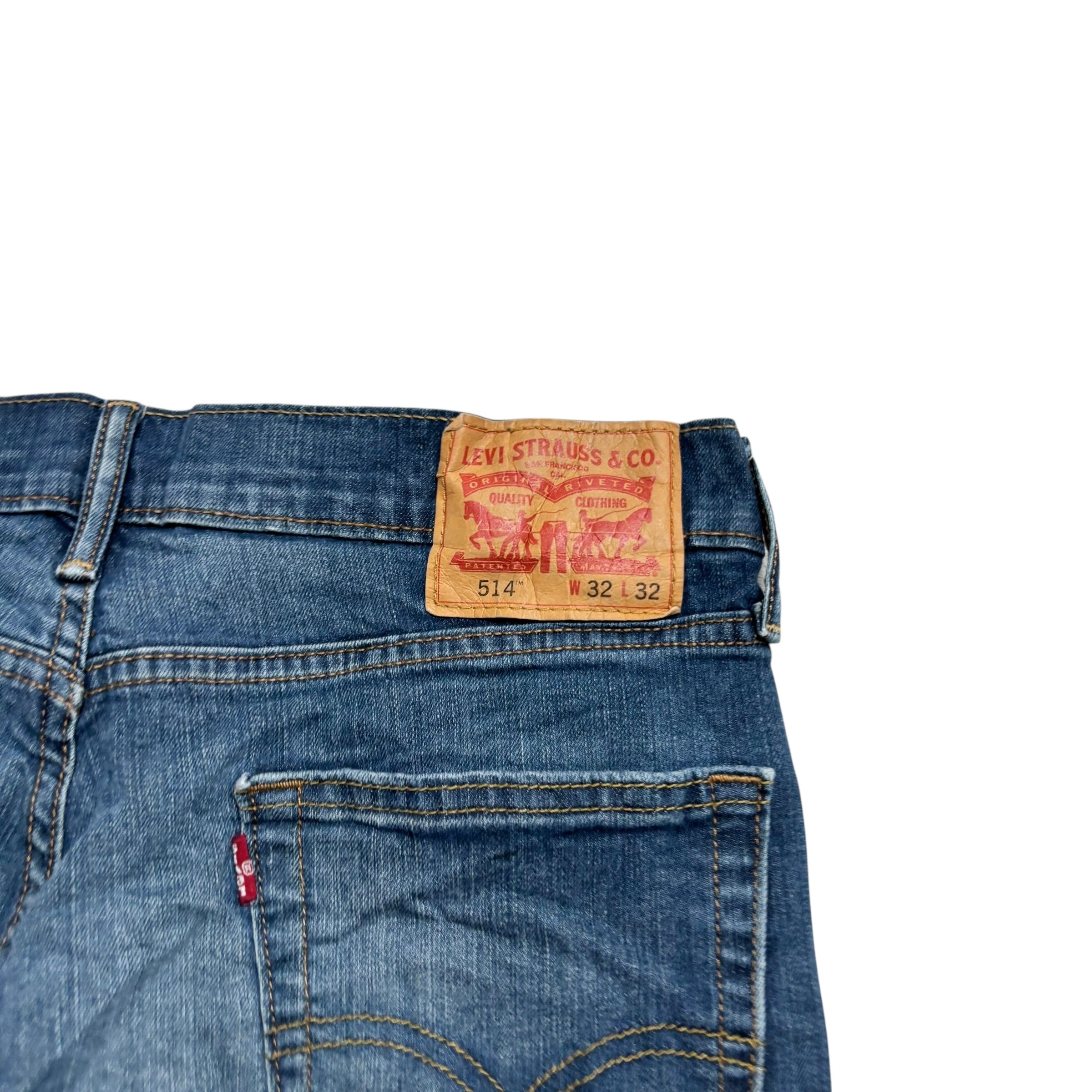 Levis 514 Jeans W32 L32 Mens Dark Blue Regular Straight Fit Stretch Denim