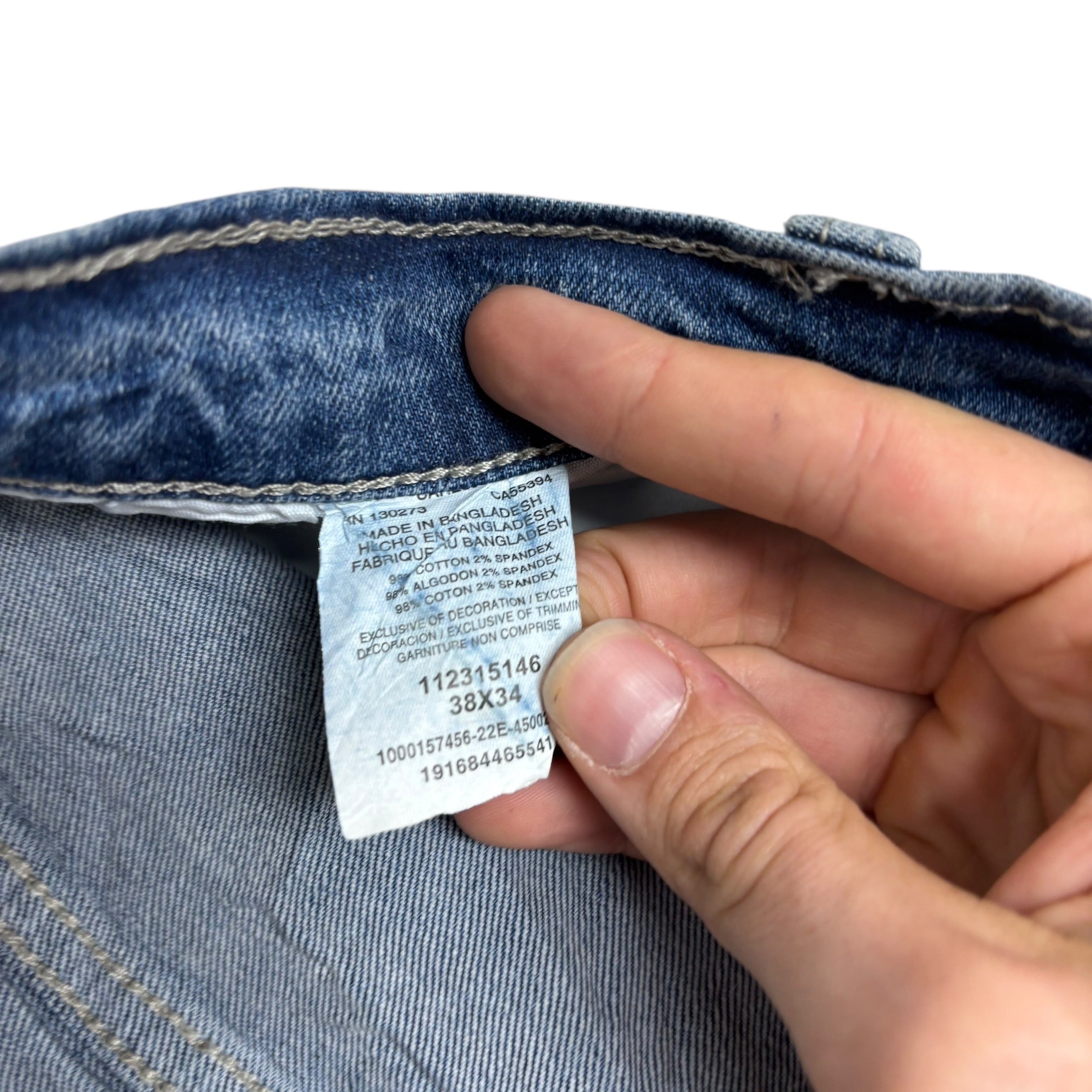 Wrangler Jeans W38 L34 Mens Mid Blue Slim Straight Fit Stretch Denim (E)