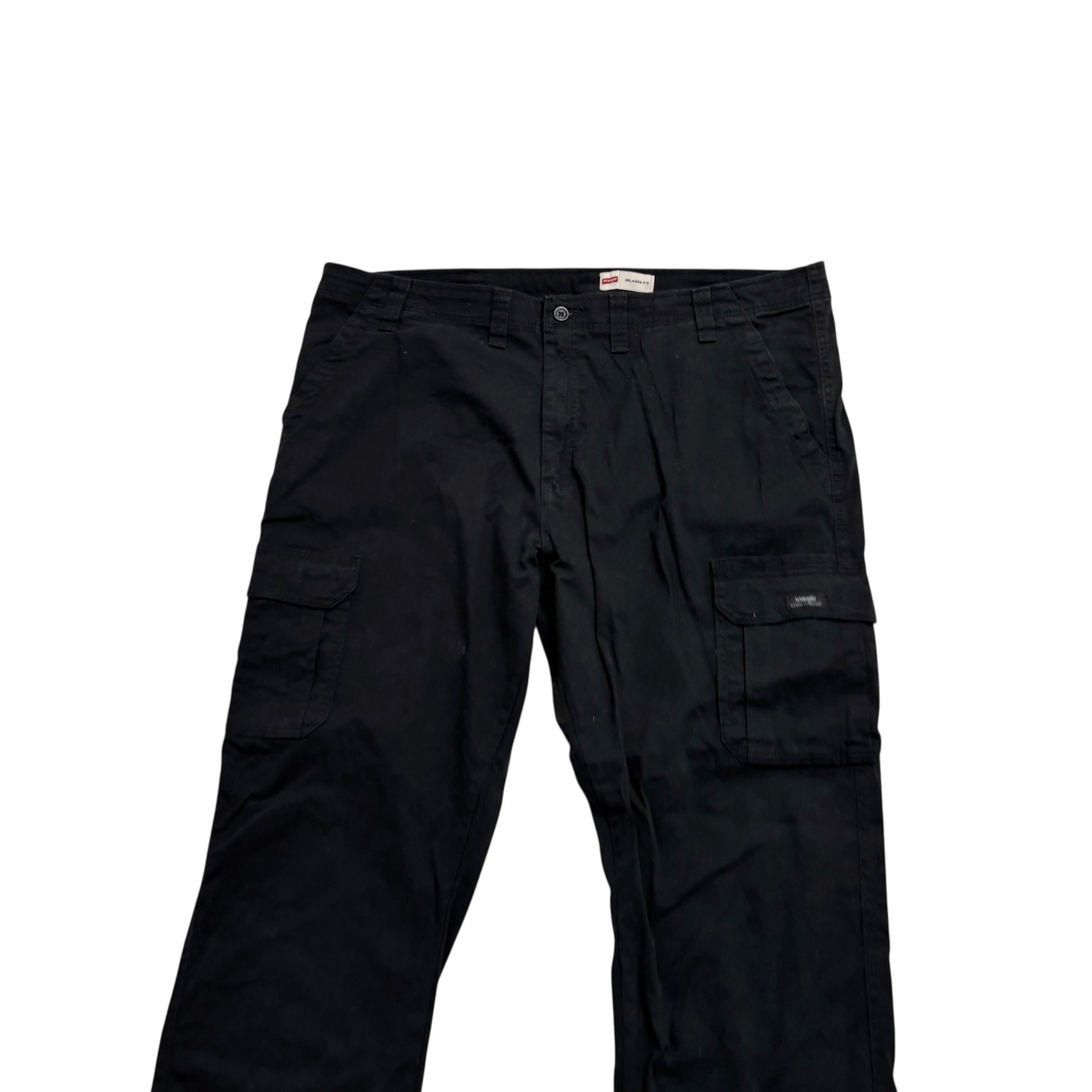 Wrangler Cargo Pants W44 L30 Mens Black Relaxed Fit Stretch Trousers (E)