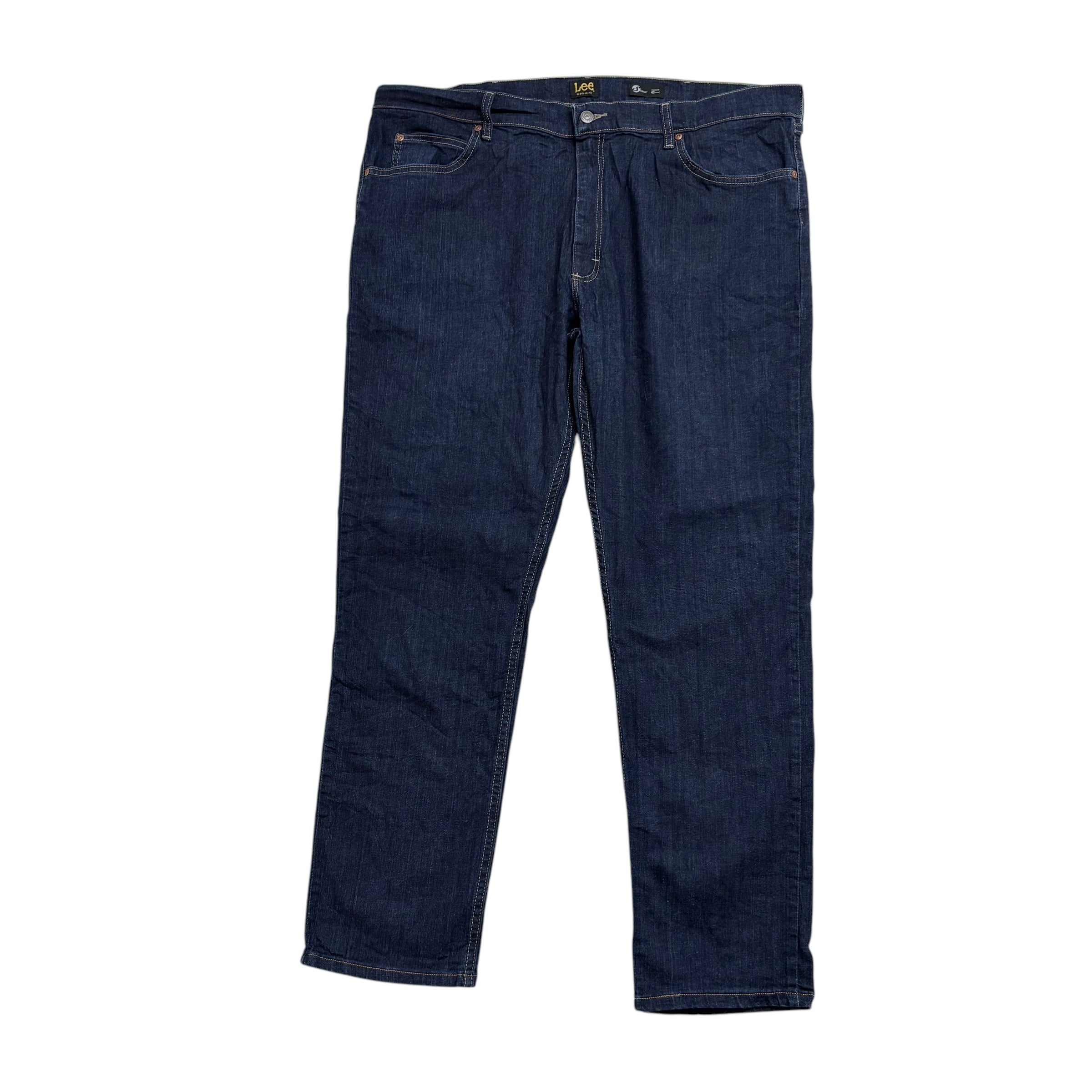 Lee Jeans W42 L32 Mens Dark Blue Regular Straight Fit Stretch Denim (E)