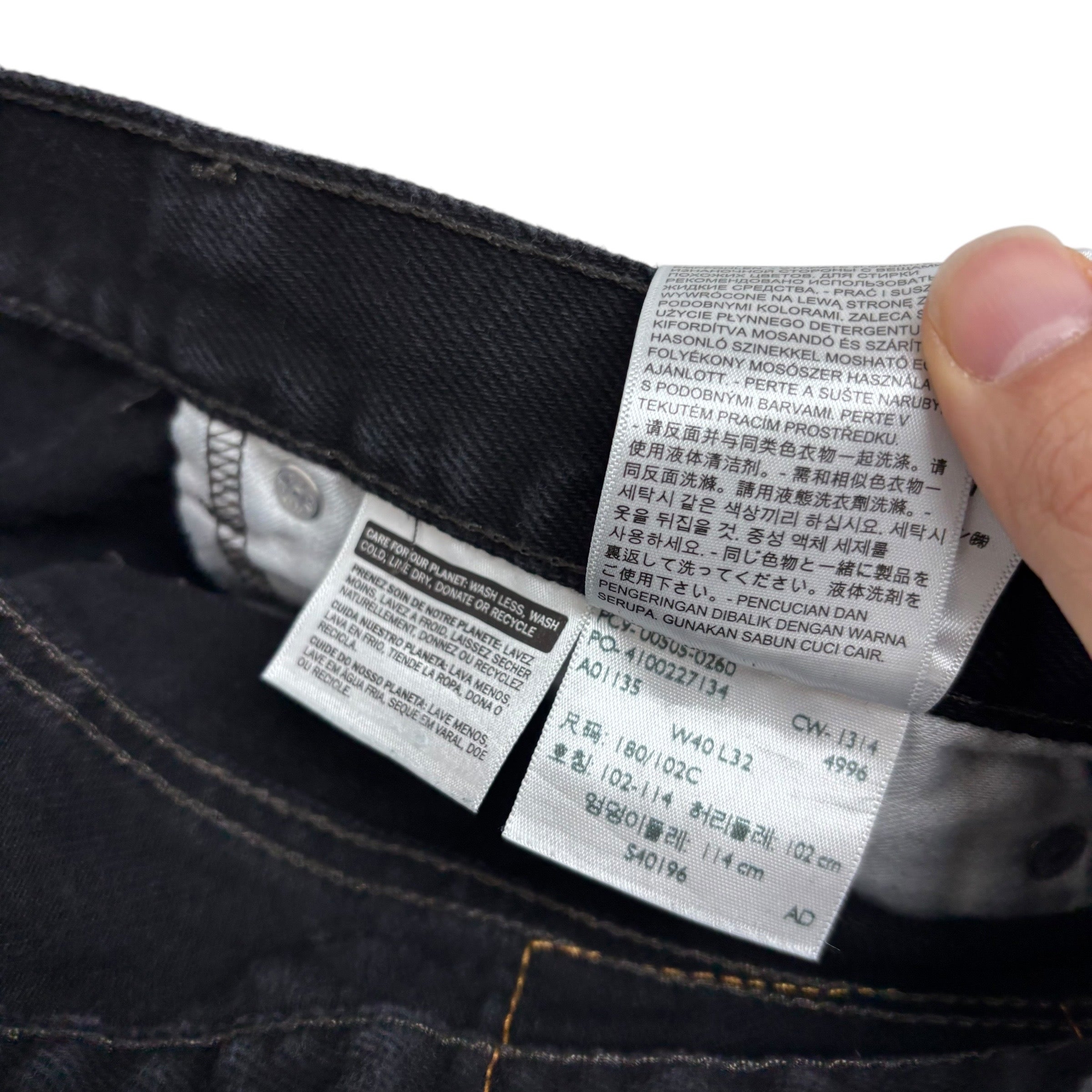 Levis 505 Jeans W40 L32 Mens Black Regular Straight Fit Denim (E)