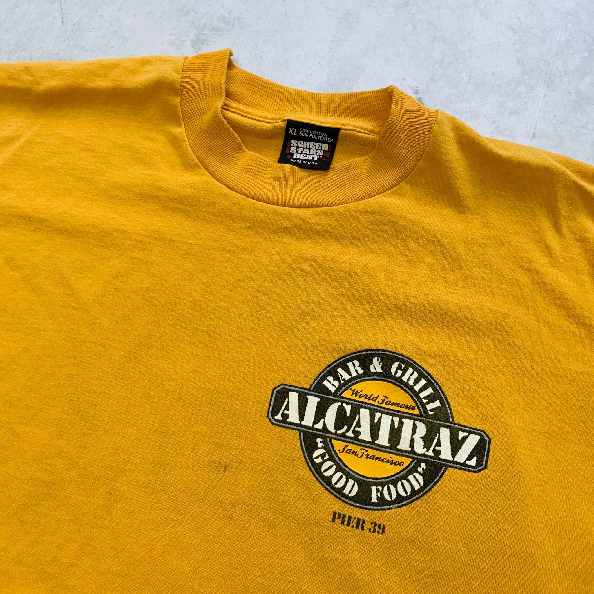 Vintage T Shirt Mens Large Yellow Single Stitch Graphic Print 90s USA