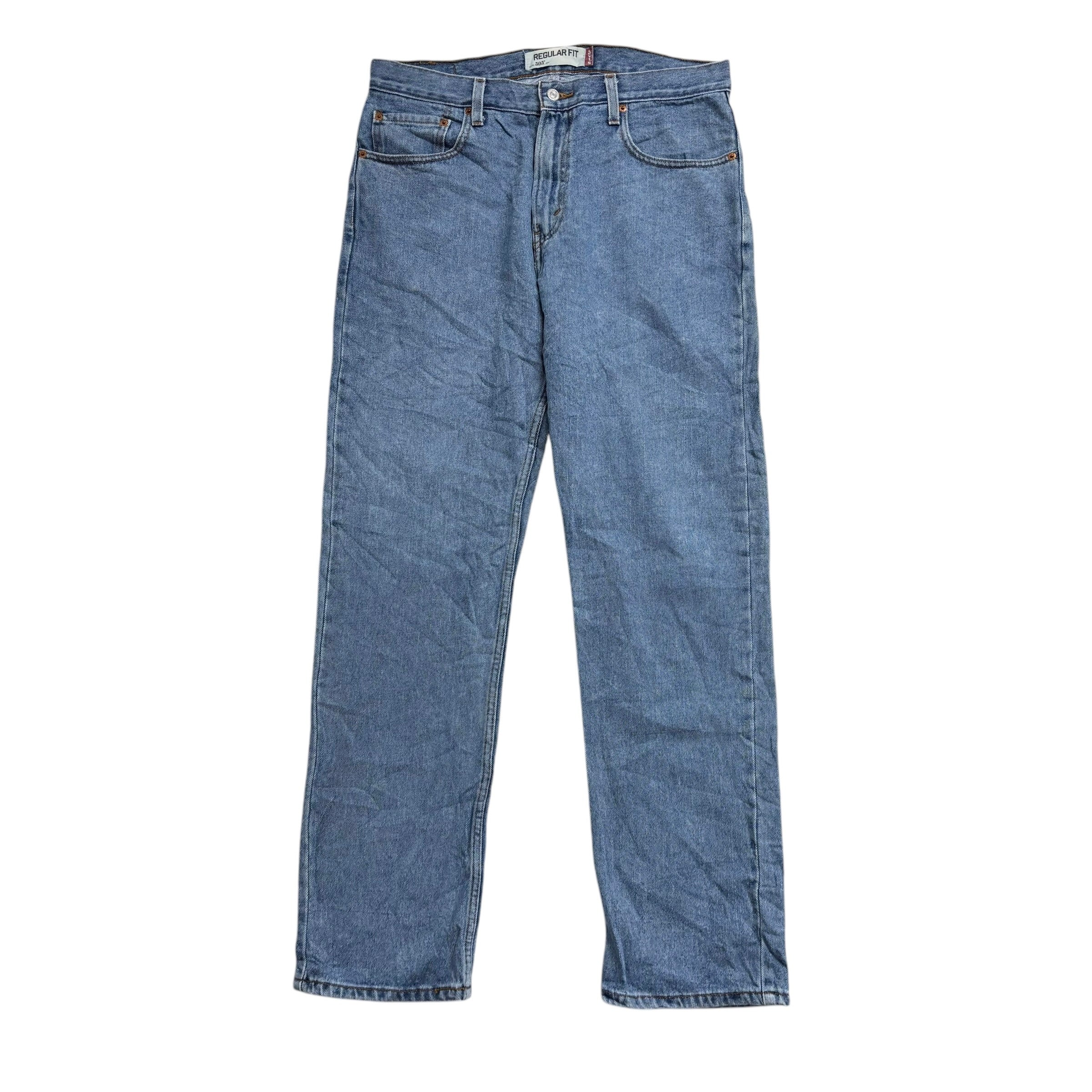 Levis 505 Jeans W34 L34 Mens Mid Blue Regular Straight Fit Vintage Denim (E)