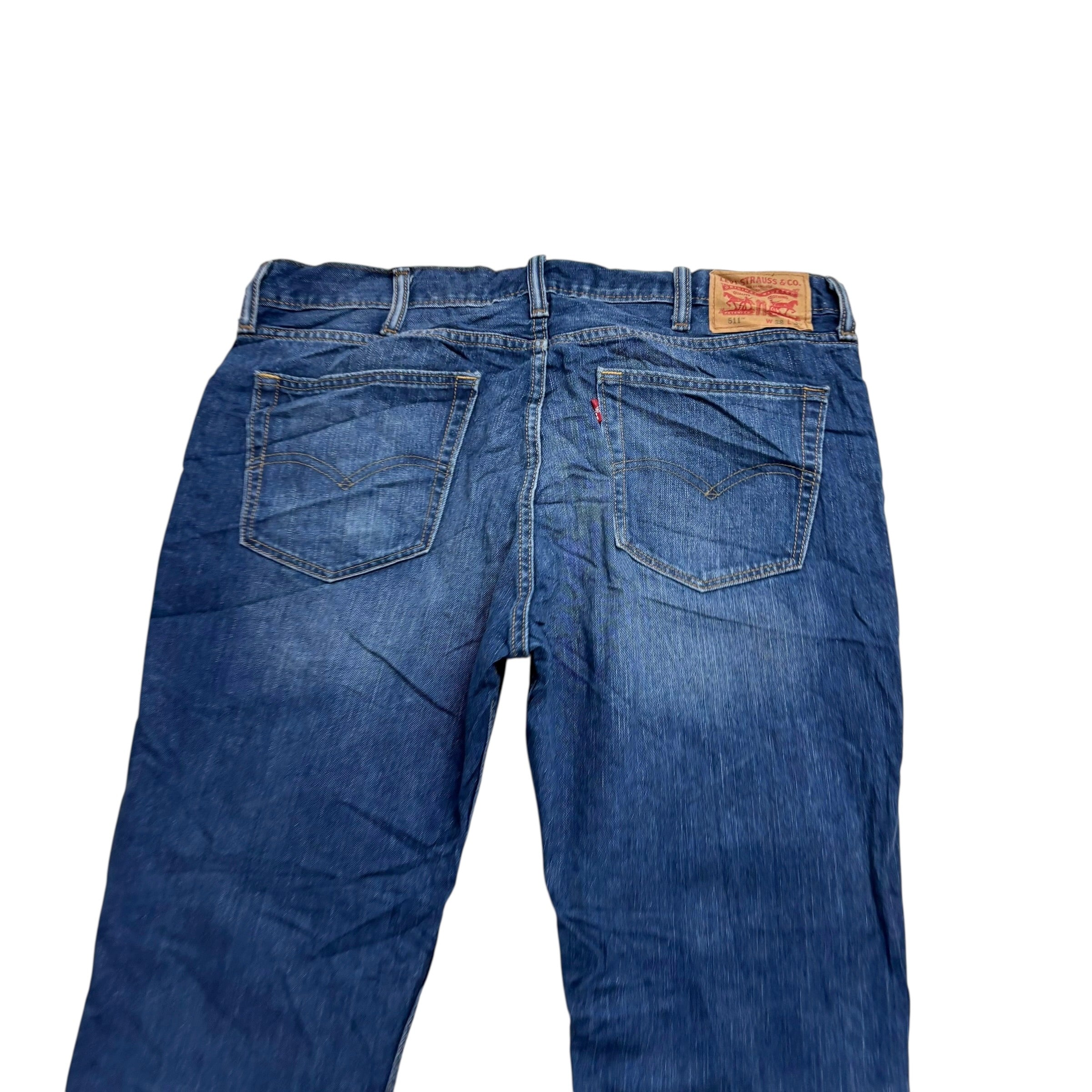 Levis 511 Jeans W38 L30 Mens Dark Blue Slim Fit Denim (E)