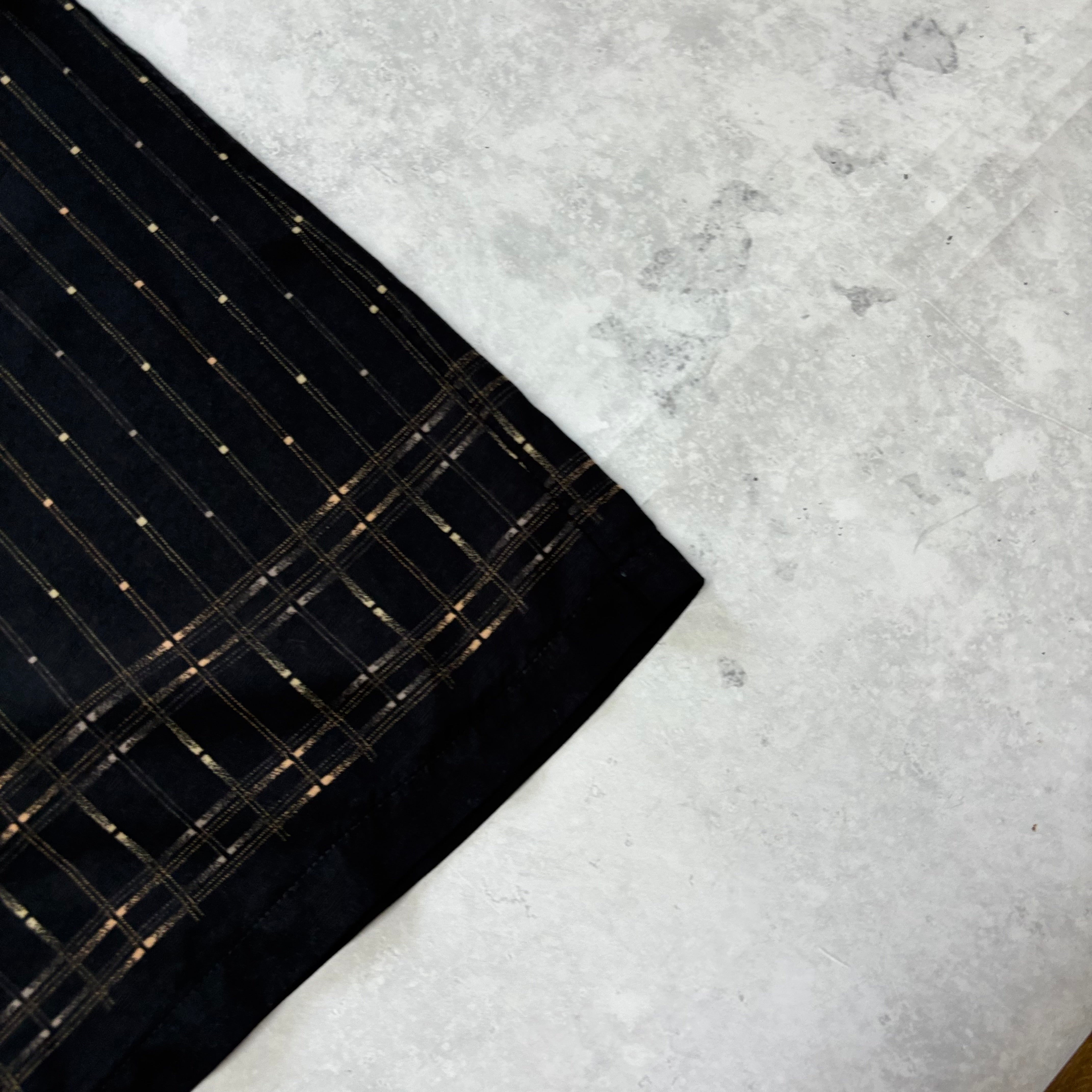 J. Ferrar Shirt Mens Large Black Patterned Striped Short Sleeve Rayon (E)