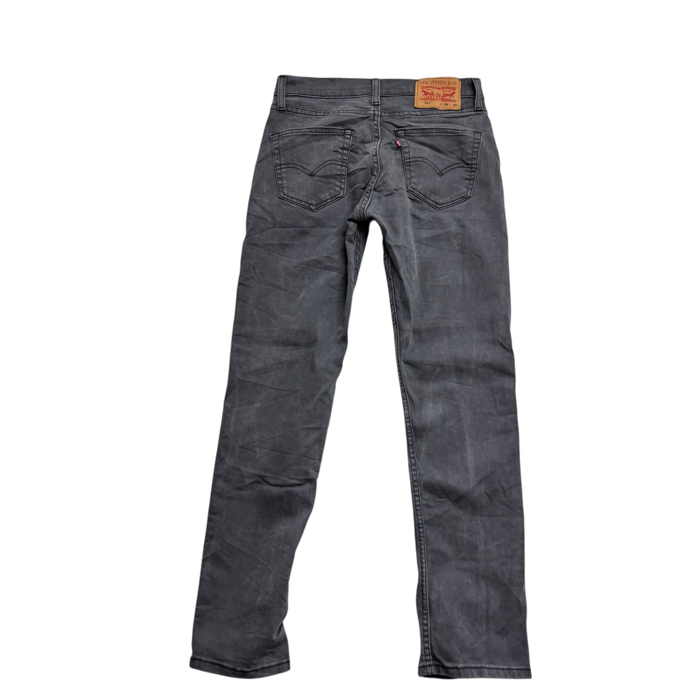 Levis 511 Jeans W29 L30 Mens Grey Slim Fit Stretch Denim