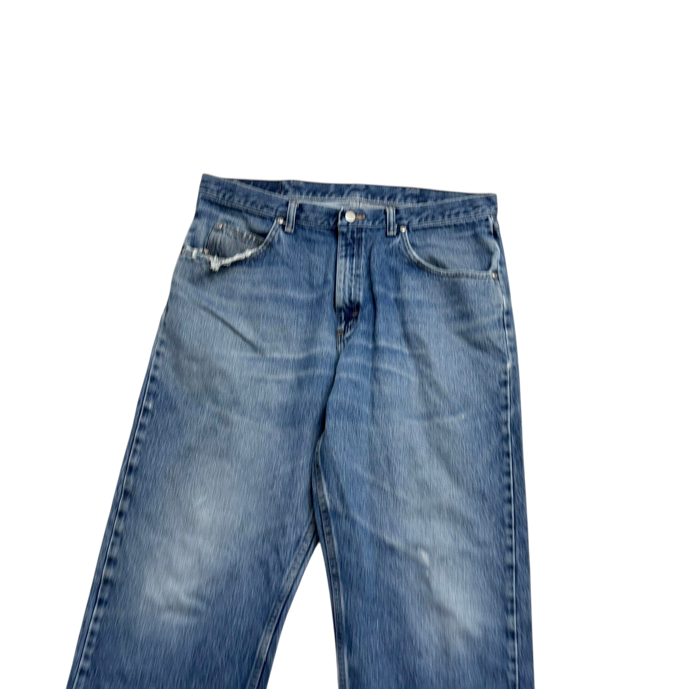 Wrangler Jeans W36 L30 Mens Mid Blue Relaxed Straight Fit Vintage Baggy (F)