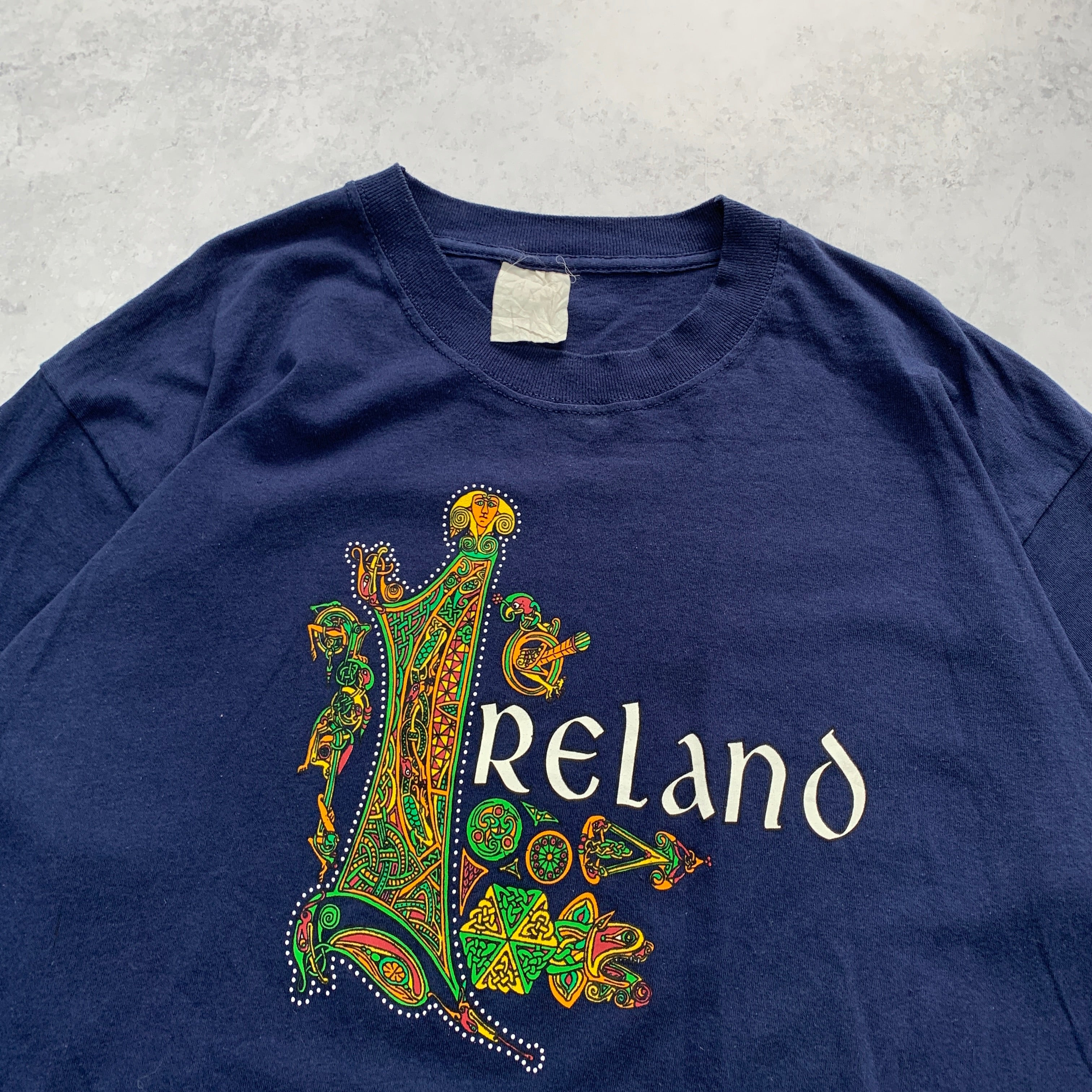 Vintage T Shirt Mens Large Navy Blue Graphic Print 90s Ireland Tourist