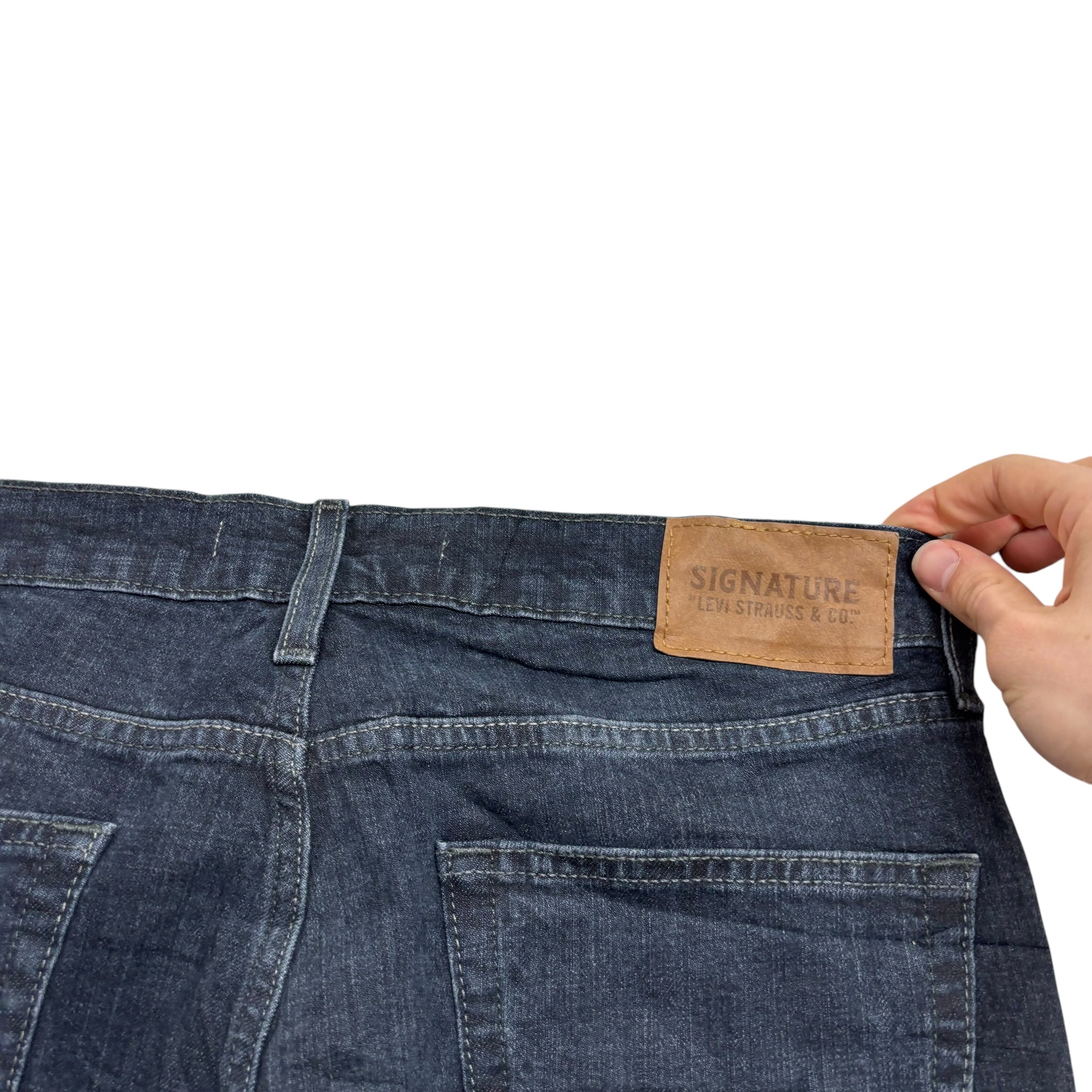 Levis Signature Jeans W34 L32 Mens Dark Blue Slim Fit Stretch Denim (E)