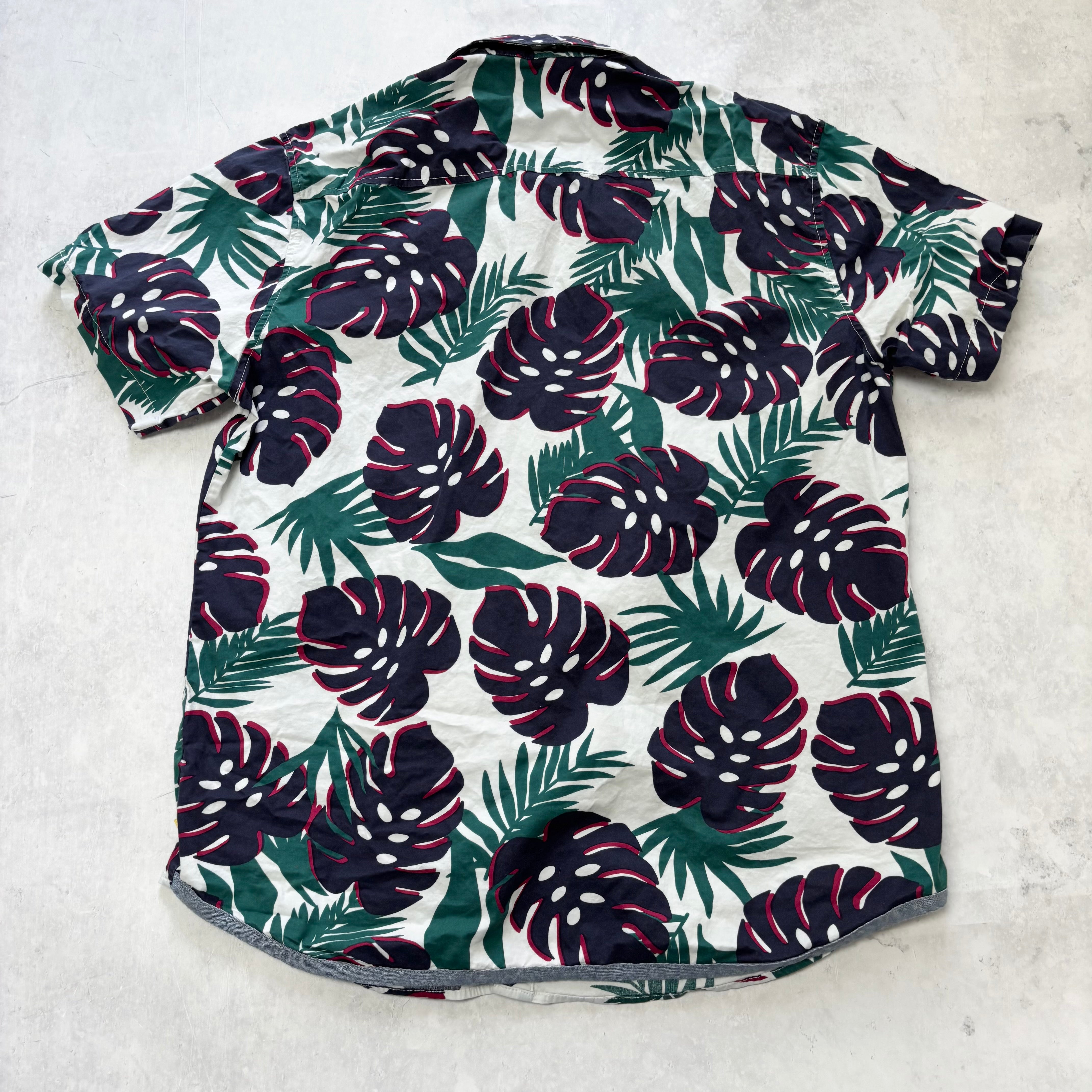 Hawaiian Shirt Mens XL White Floral Aloha Short Sleeve Cotton (E)