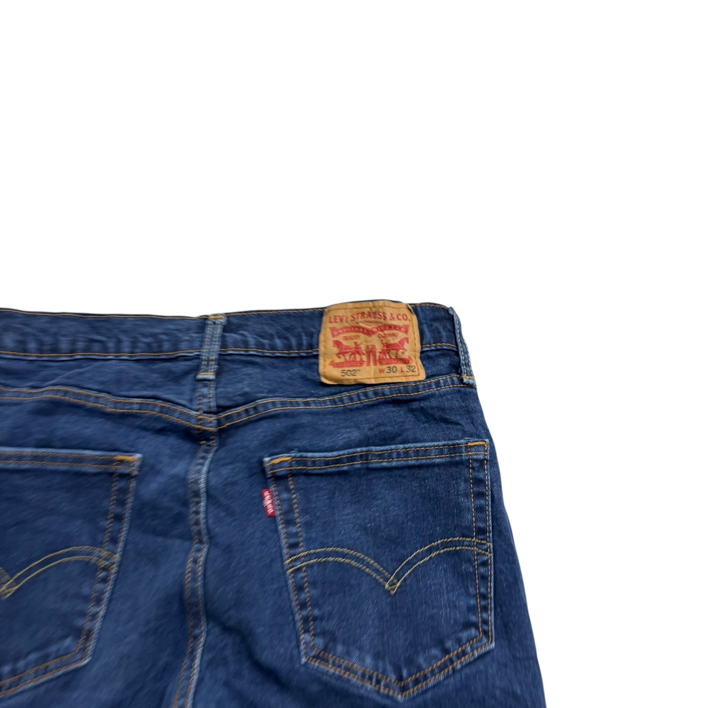 Levis 502 Jeans W30 L31 Mens Dark Blue Regular Tapered Fit Stretch Denim (E)