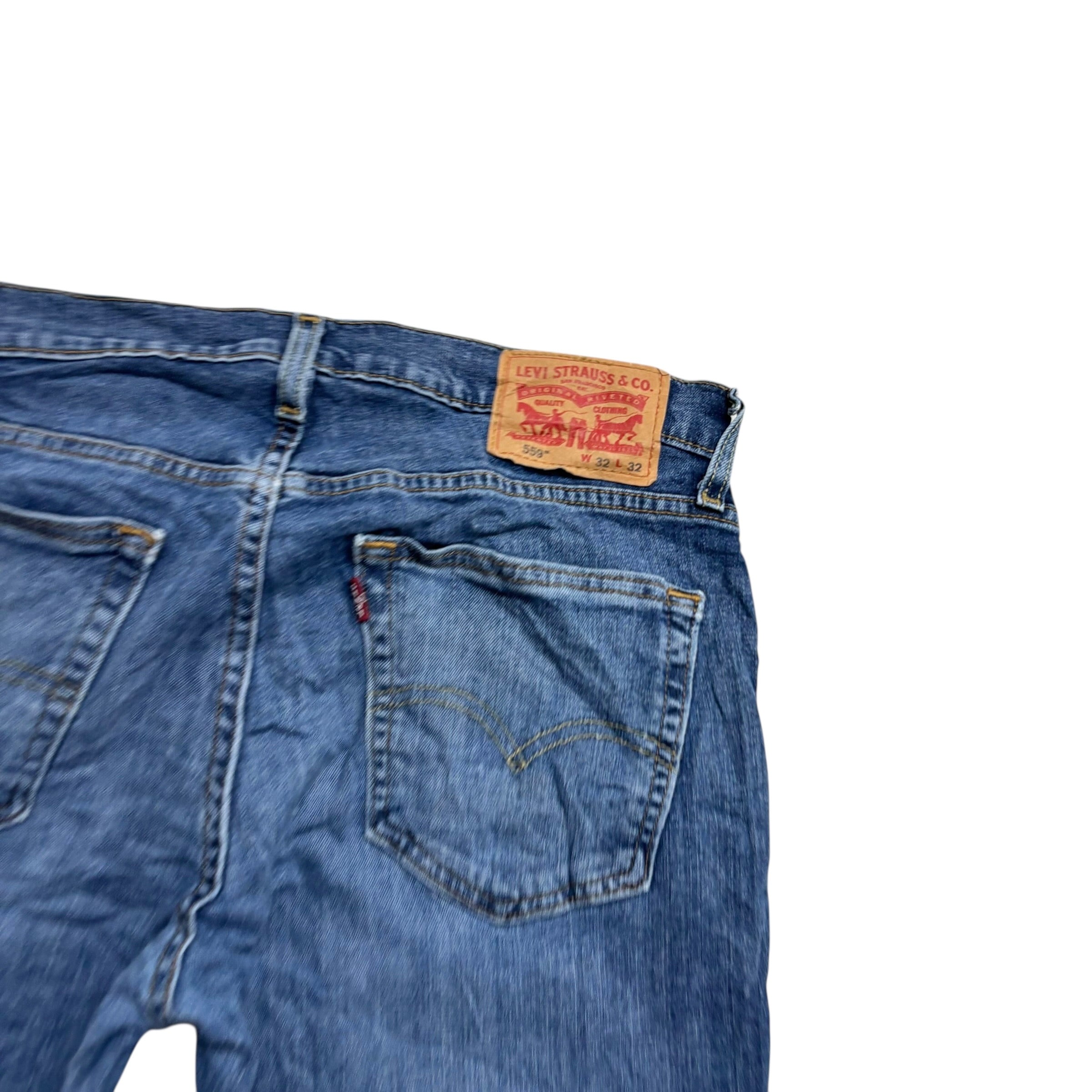 Levis 559 Jeans W32 L31 Mens Mid Blue Regular Straight Fit Denim (E)