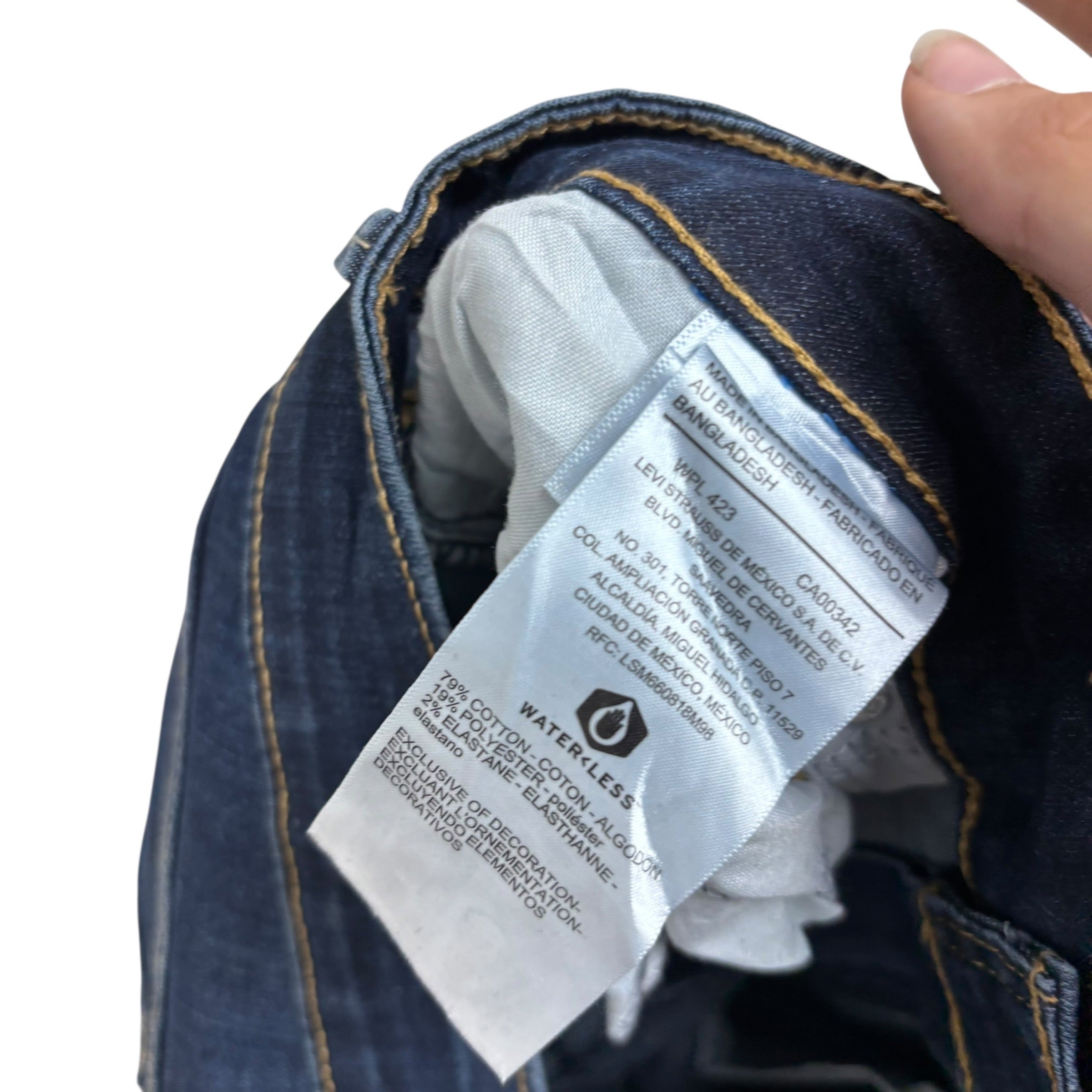 Levis Denizen Jeans W33 L27 Womens Mid Rise Bootcut Dark Blue Stretch (E)