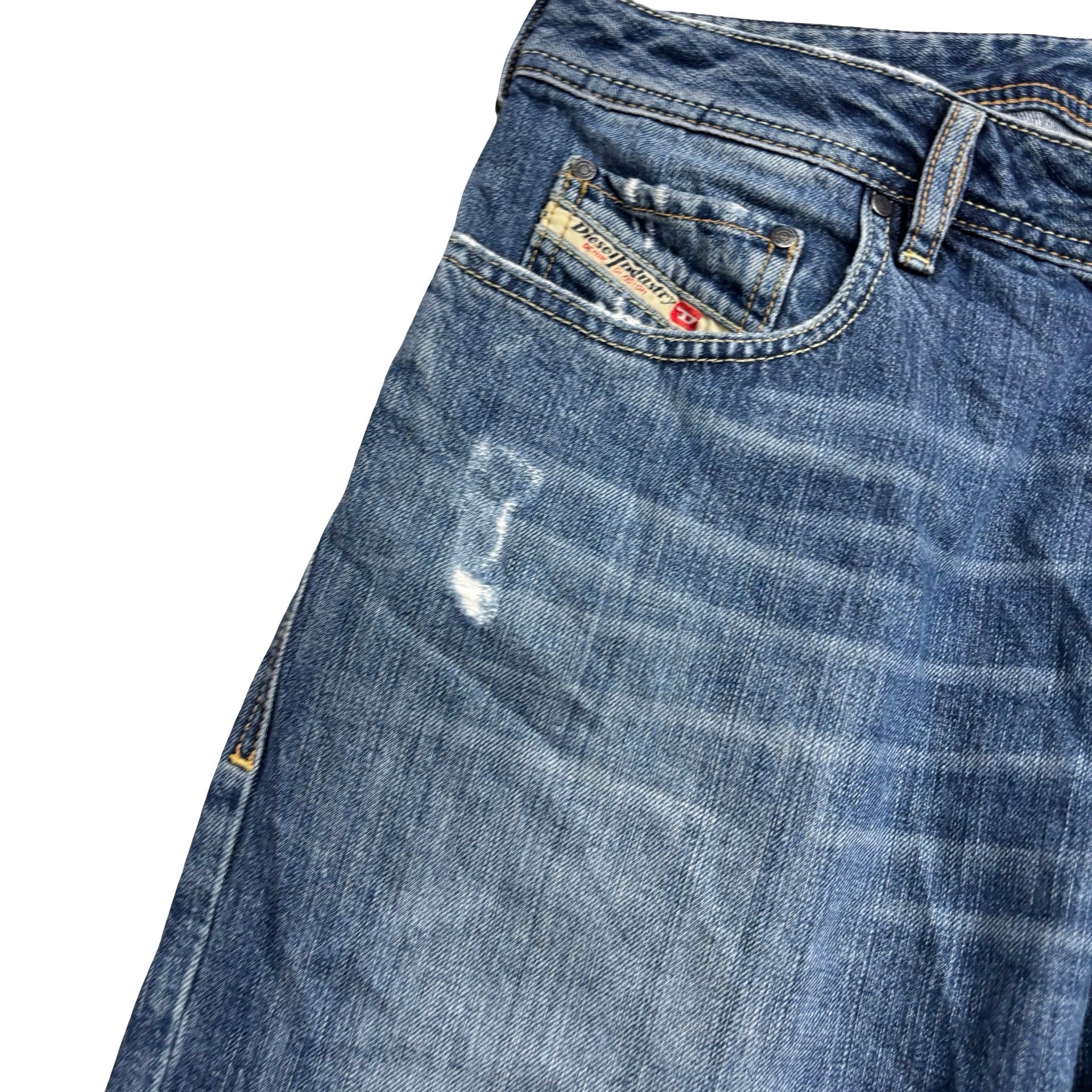 Diesel Zathan Jeans W36 L32 Mens Mid Blue Regular Bootcut Fit Denim (F)