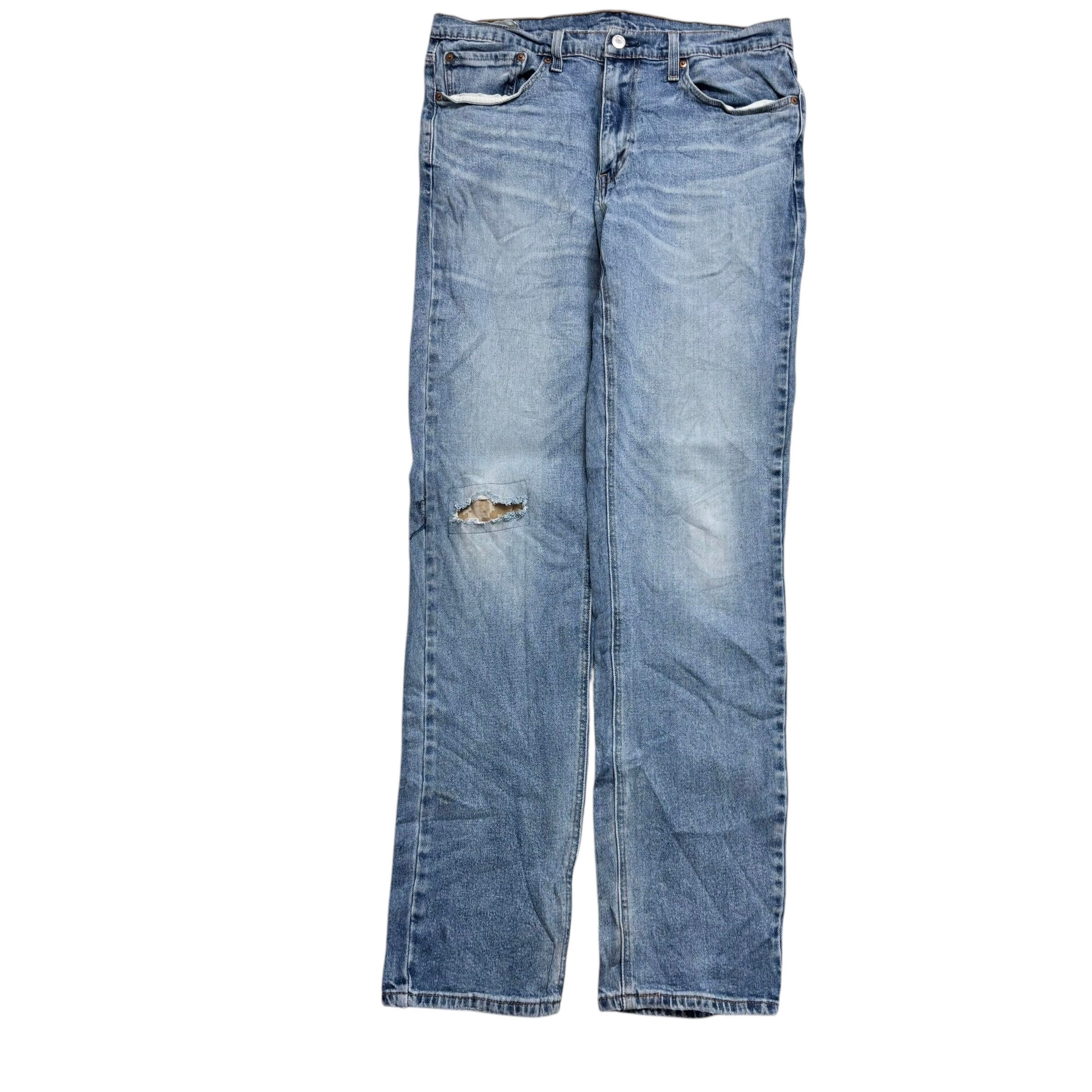Levis 541 Jeans W34 L36 Mens Light Blue Athletic Tapered Fit Stretch Distressed