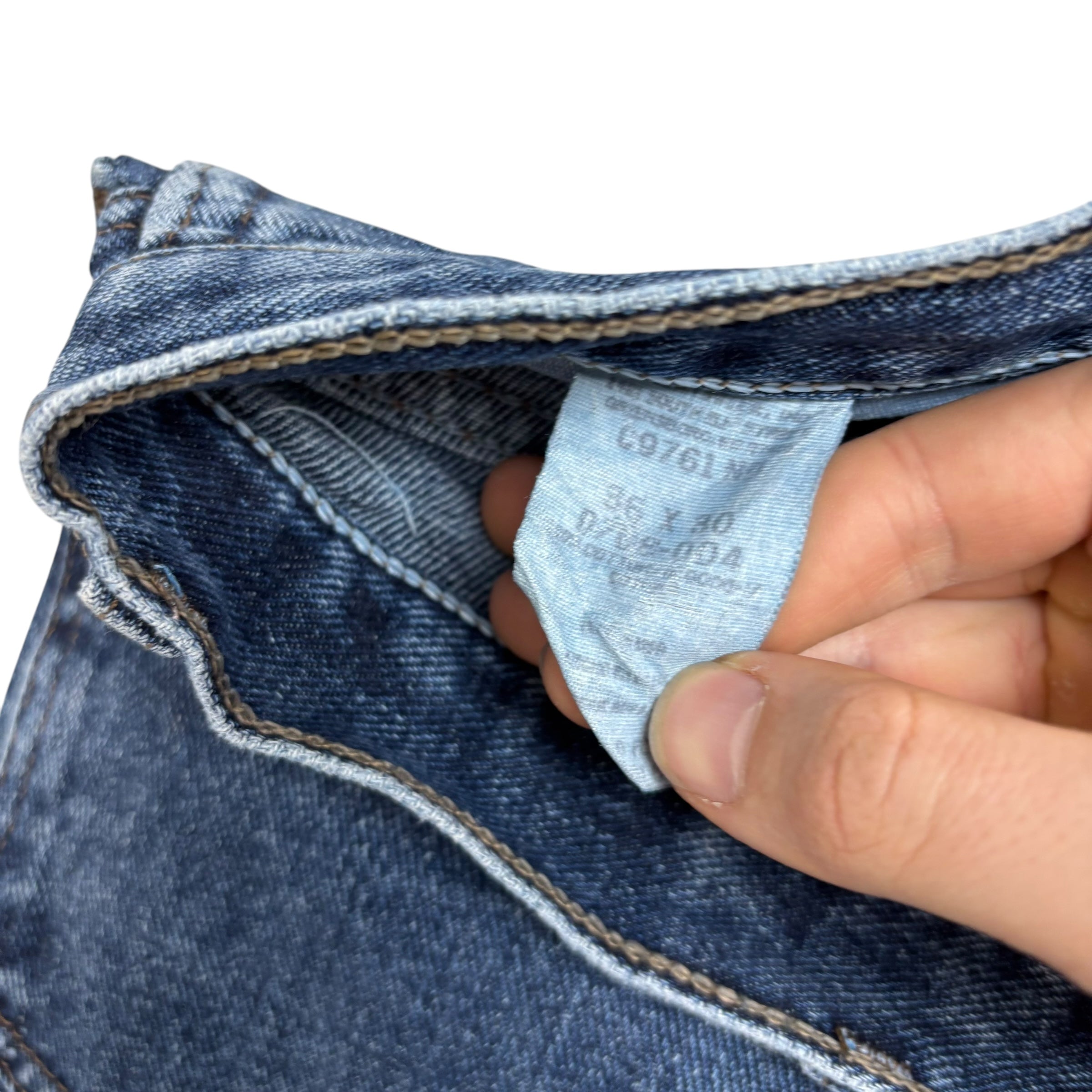 Wrangler Jeans W36 L30 Mens Mid Blue Relaxed Taper Fit Made In USA Vintage (E)