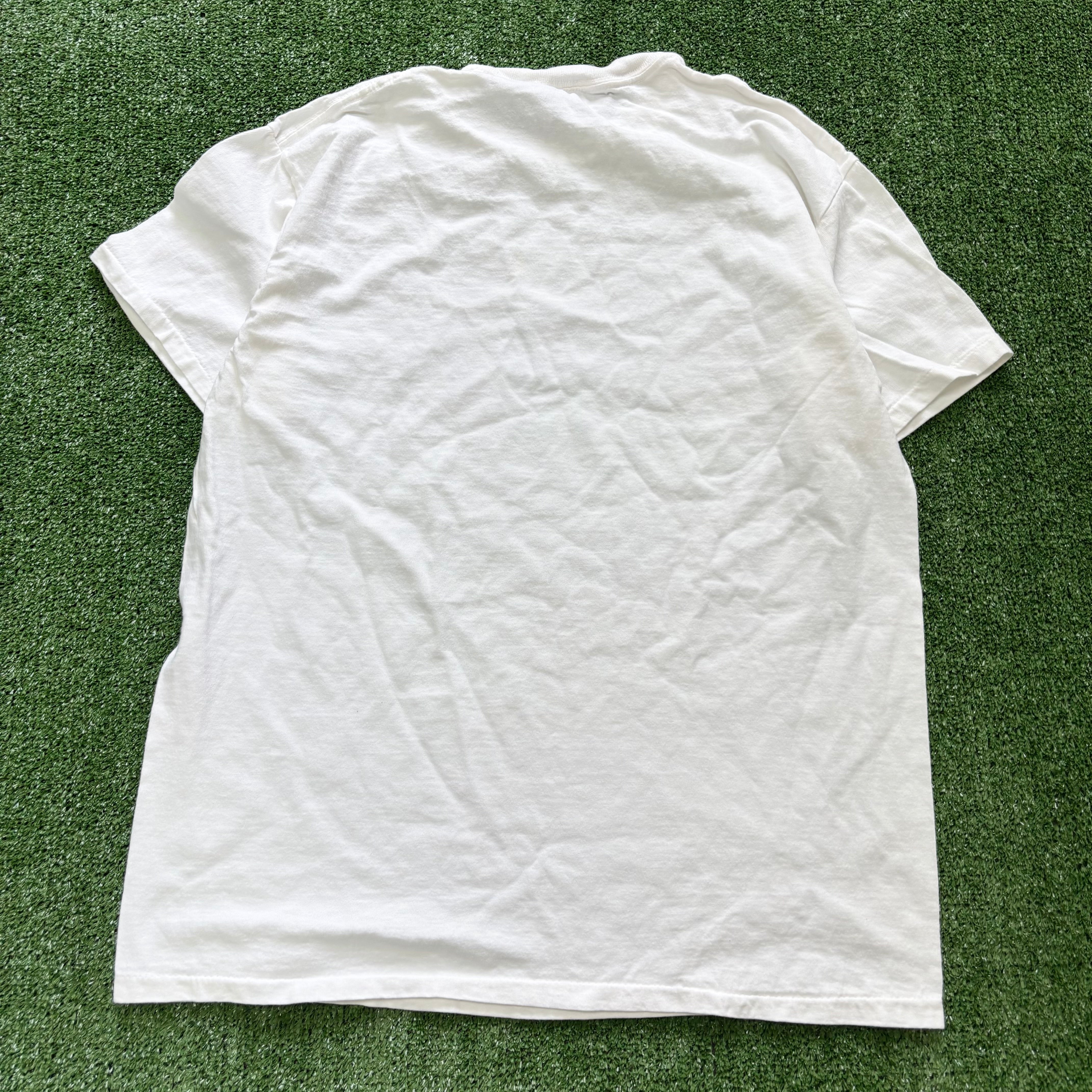 Vintage T Shirt Mens Large White Single Stitch Graphic Print 90s USA (E)