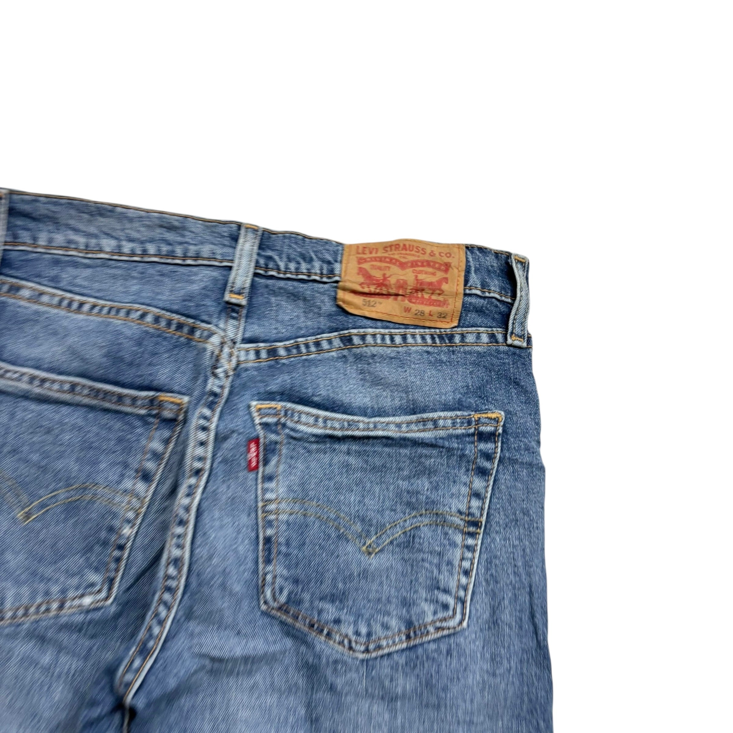 Levis 512 Jeans W28 L32 Mens Mid Blue Slim Tapered Fit Stretch Distressed