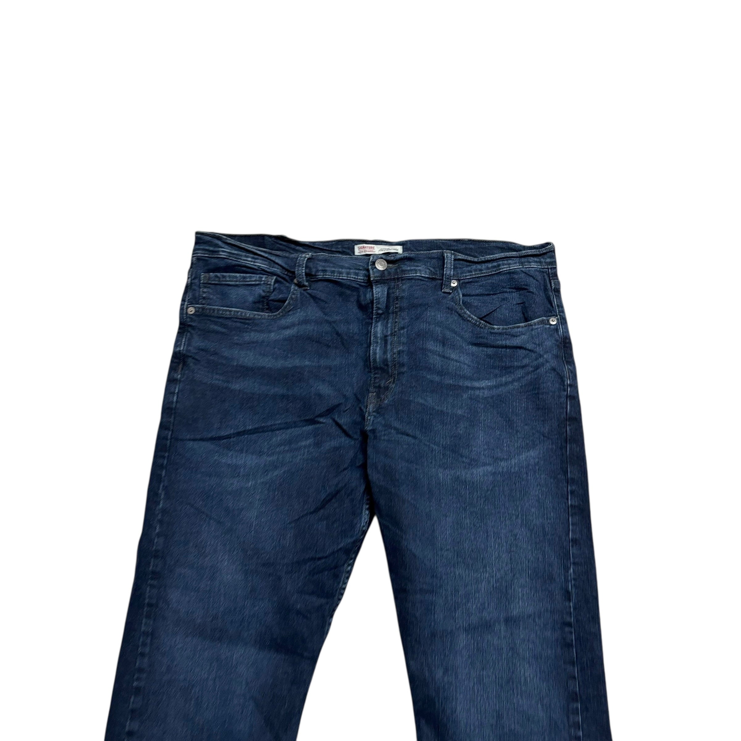 Levis Signature Jeans W38 L29 Mens Navy Blue Relaxed Tapered Fit Stretch (E)