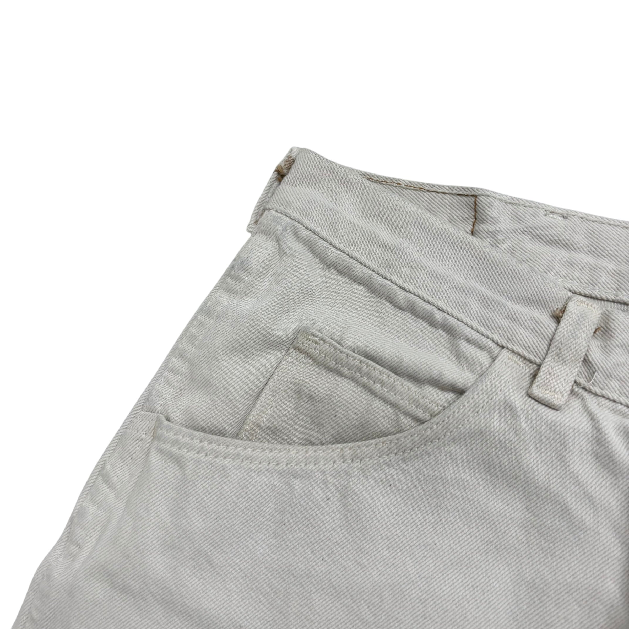 Vintage Wrangler Baggy Jorts W34 Mens Denim Shorts Cream Stone Relaxed Fit