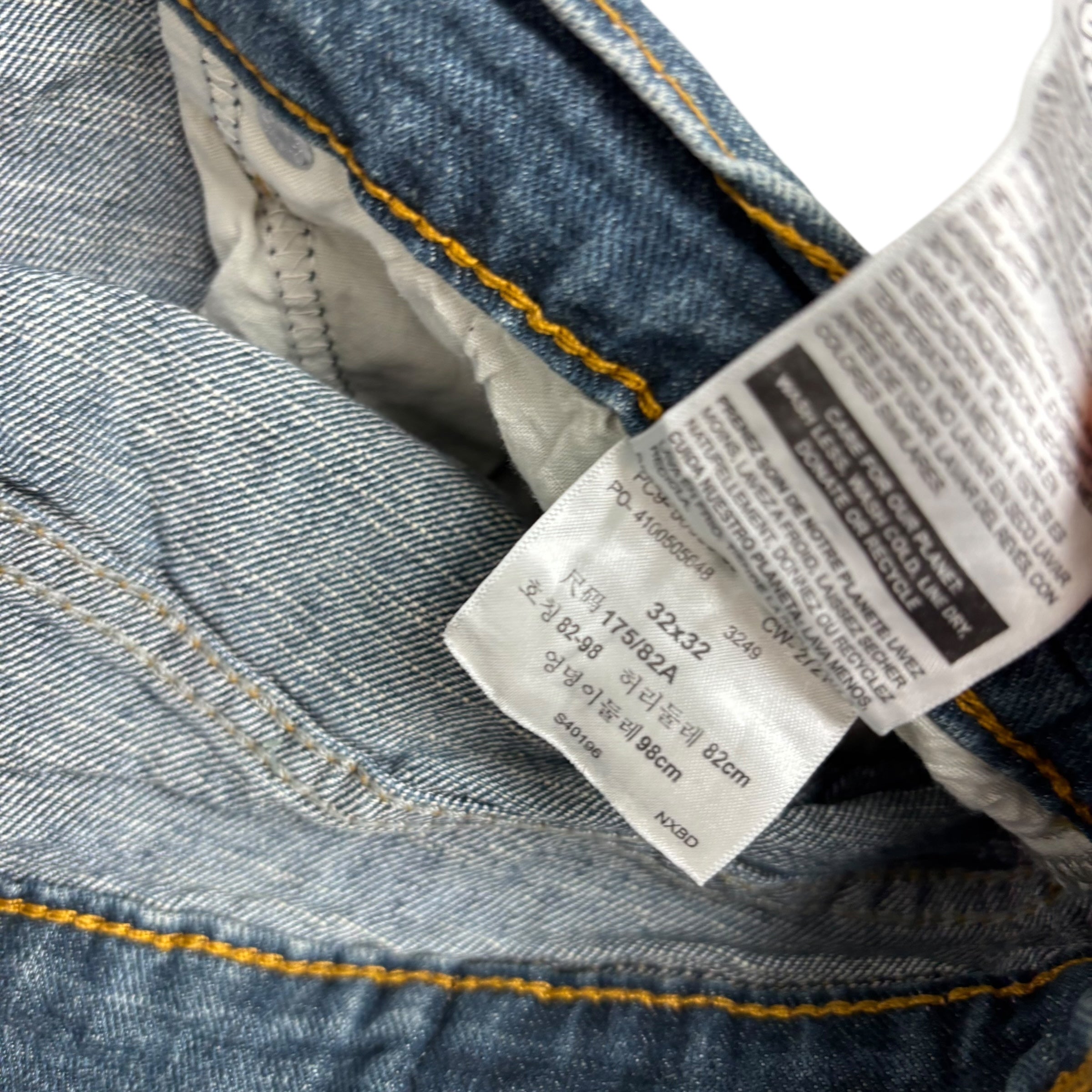 Levis Signature Jeans W32 L32 Mens Dark Blue Regular Straight Stretch Denim (E)