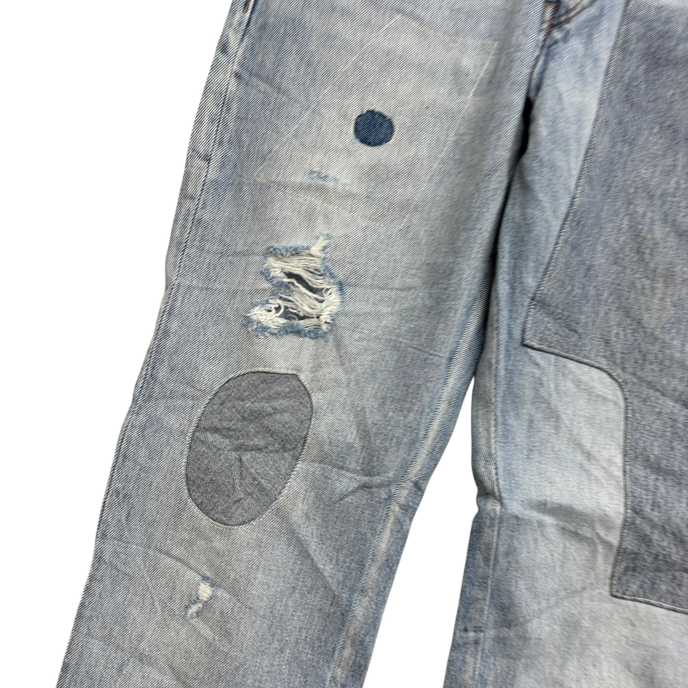 Levis 511 Jeans W32 L30 Mens Light Blue Slim Fit Distressed Denim