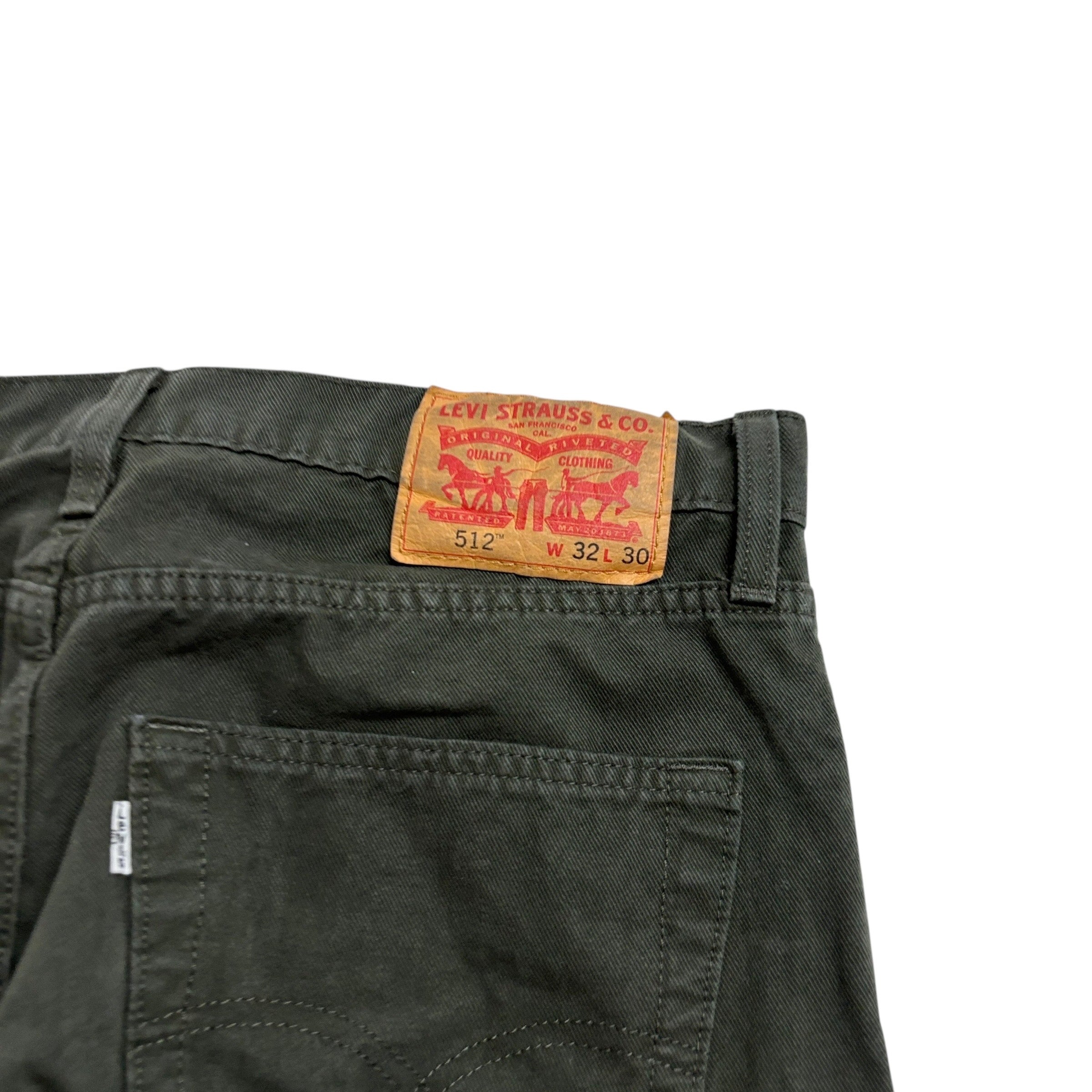 Levis 512 Trousers W32 L28 Mens Green Slim Tapered Fit Stretch Pants (E)