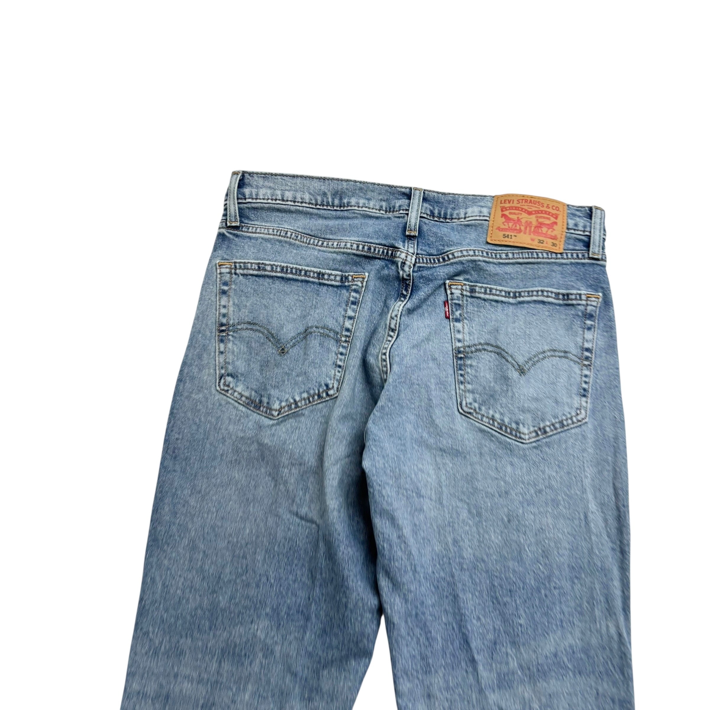 Levis 541 Jeans W32 L30 Mens Mid Blue Athletic Tapered Fit Stretch Denim