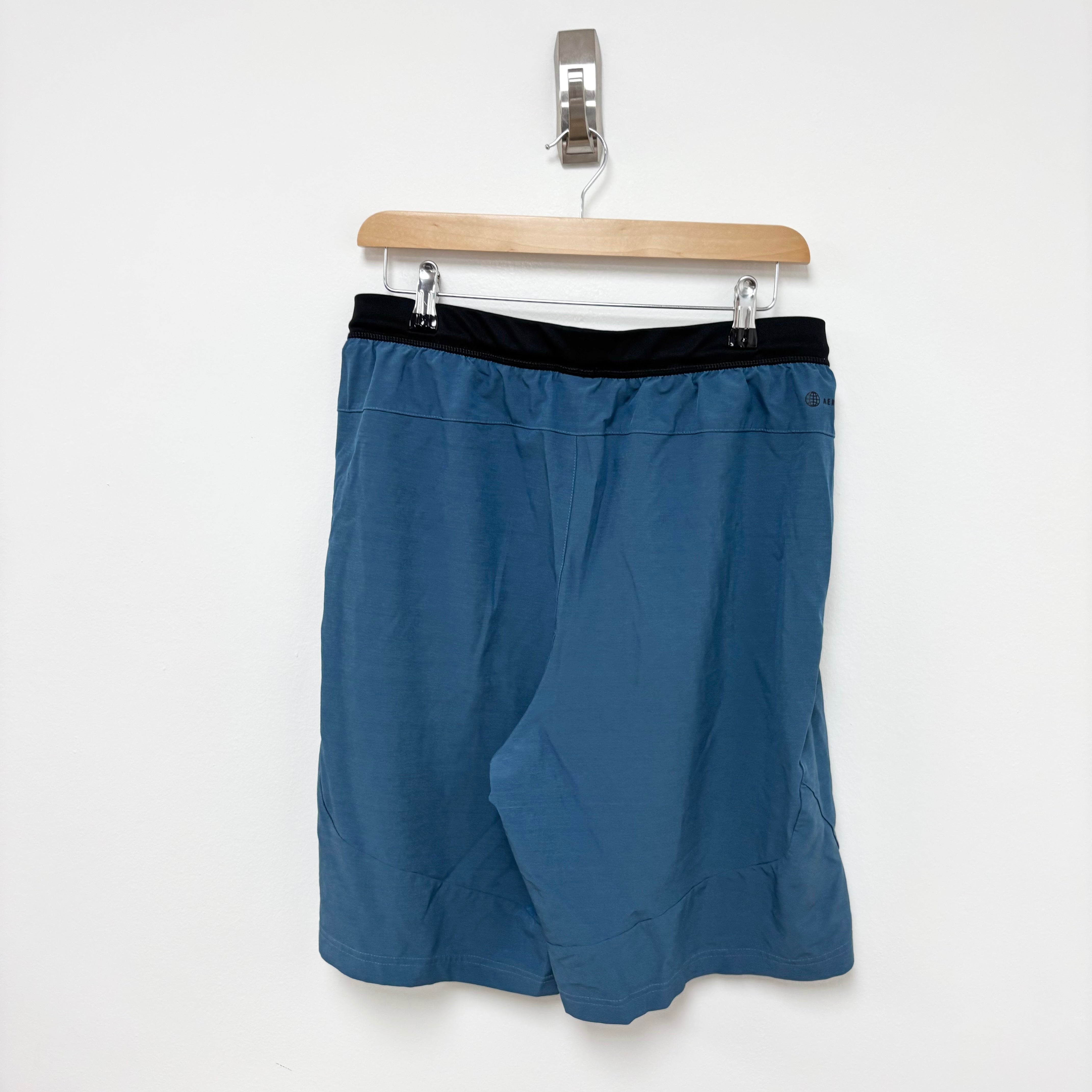 Adidas Shorts Mens Large Blue Sports Running Gym Athletic Pockets