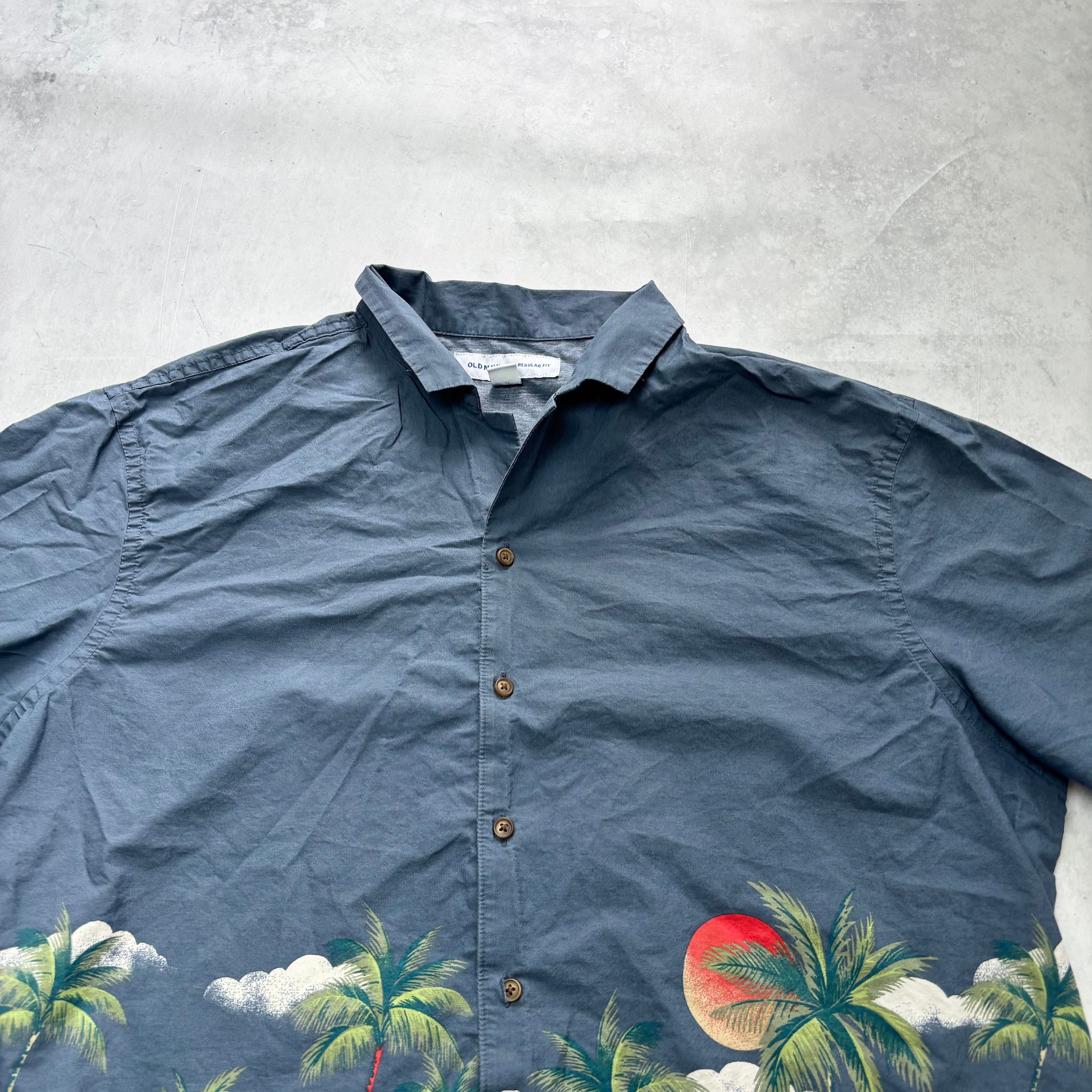 Hawaiian Shirt Mens XXL Navy Floral Aloha Short Sleeve Cotton Regular Fit (E)