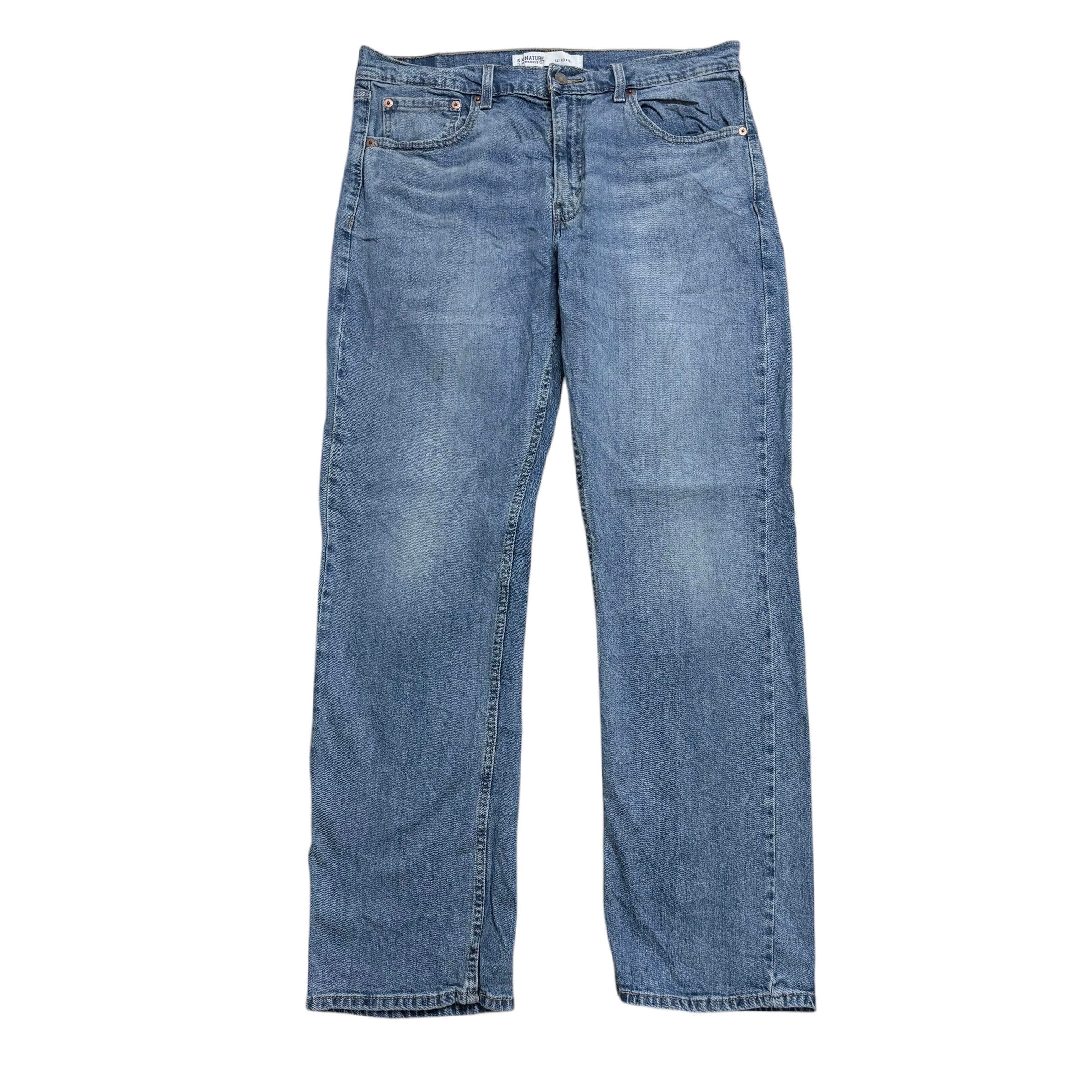 Levis Signature Jeans W34 L30 Mens Light Blue Relaxed Straight Fit Stretch (E)