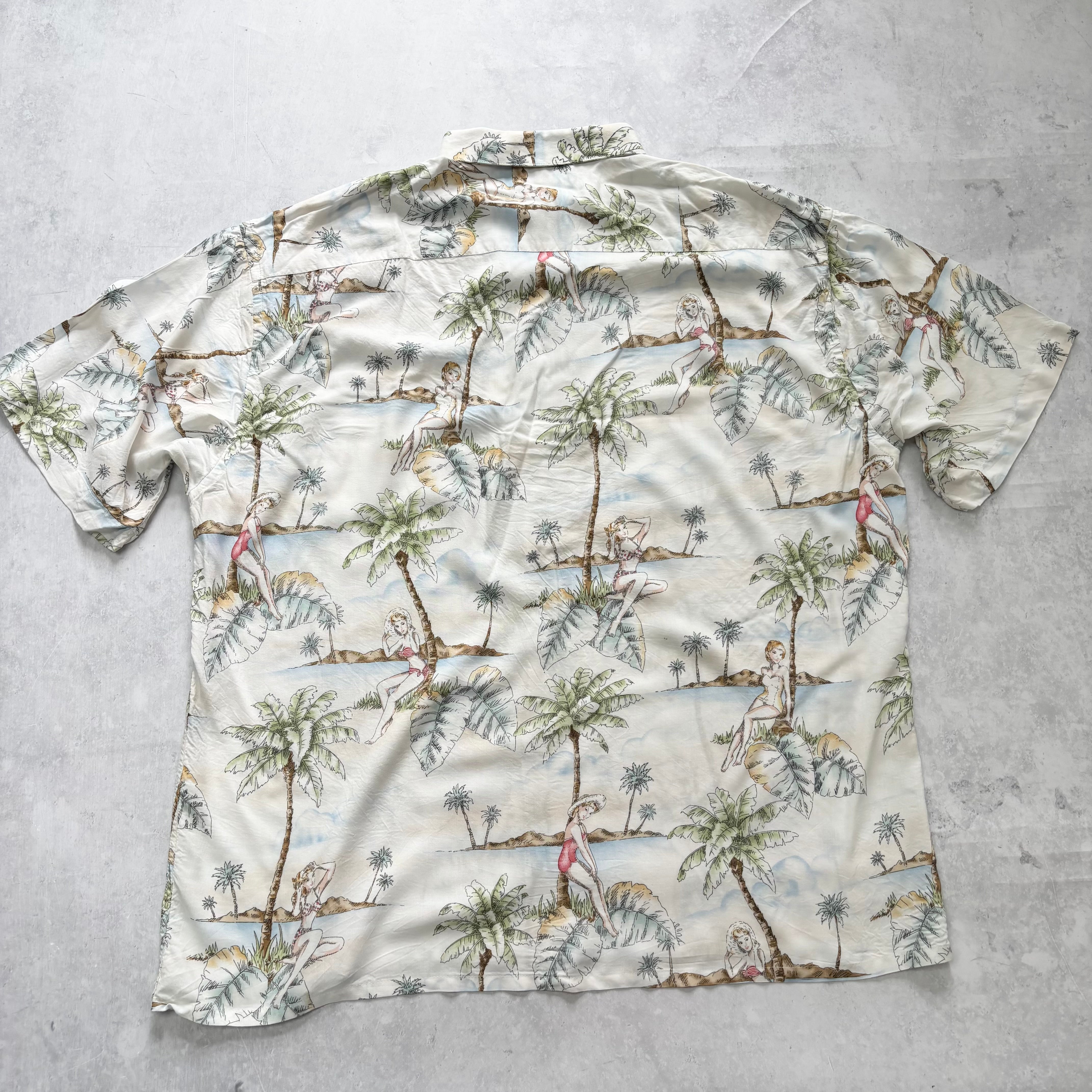 Vintage Hawaiian Shirt Mens XXL White Floral Aloha Short Sleeve Rayon (E)
