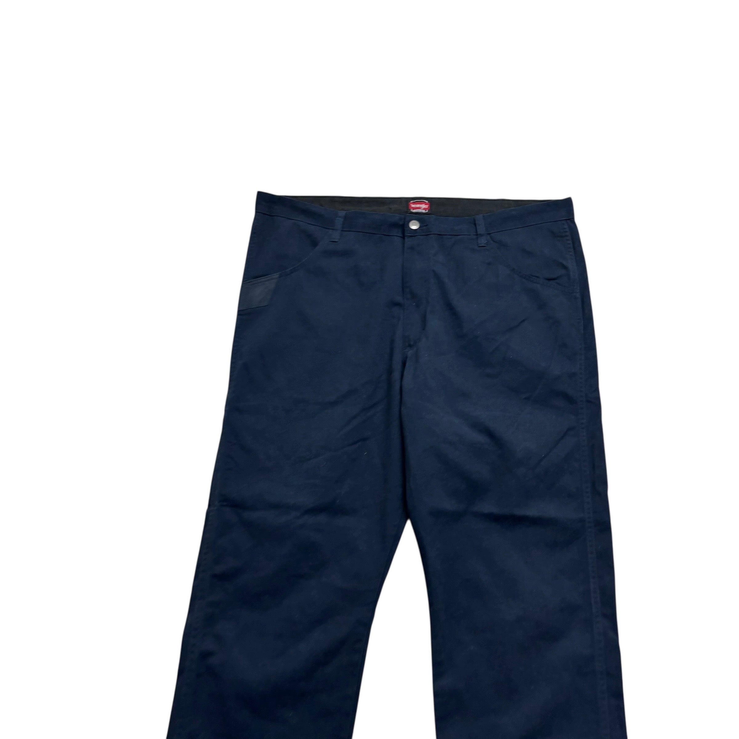Wrangler Trousers W42 L30 Mens Navy Blue Relaxed Straight Fit Pants (E)