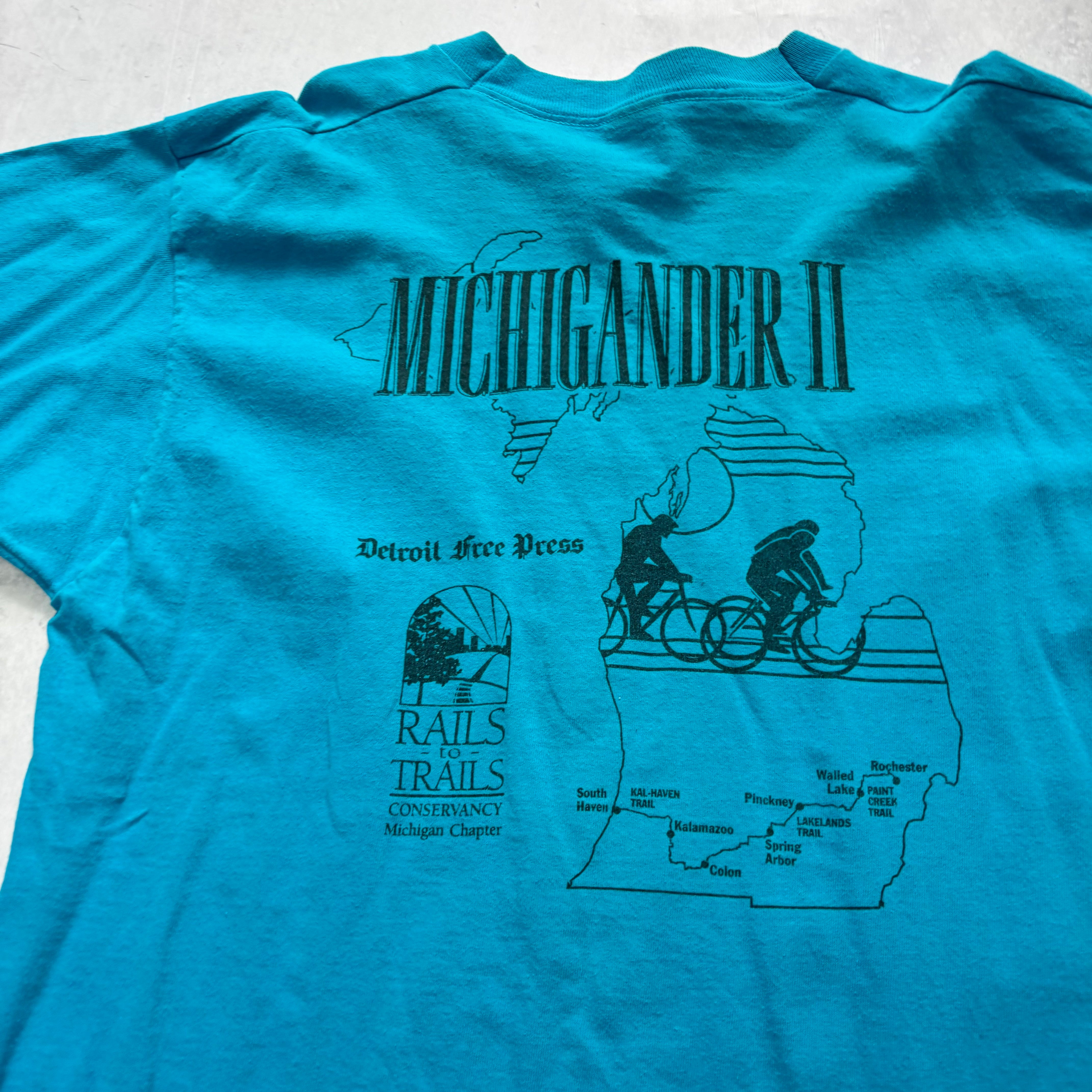 Vintage T Shirt Mens Large Blue Single Stitch Graphic Print 90s USA