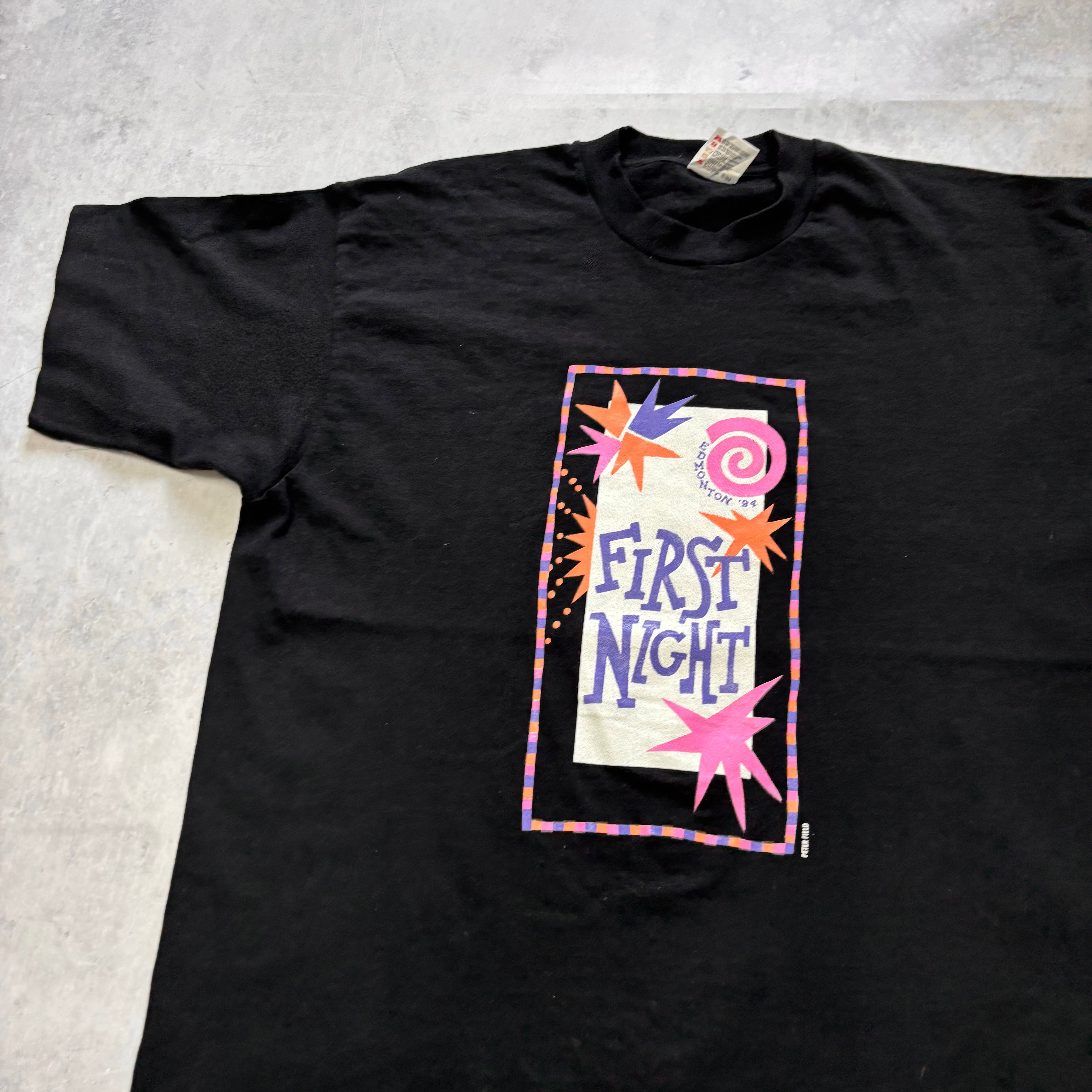 Vintage T Shirt Mens XL Black Single Stitch Graphic Print 90s USA (E)