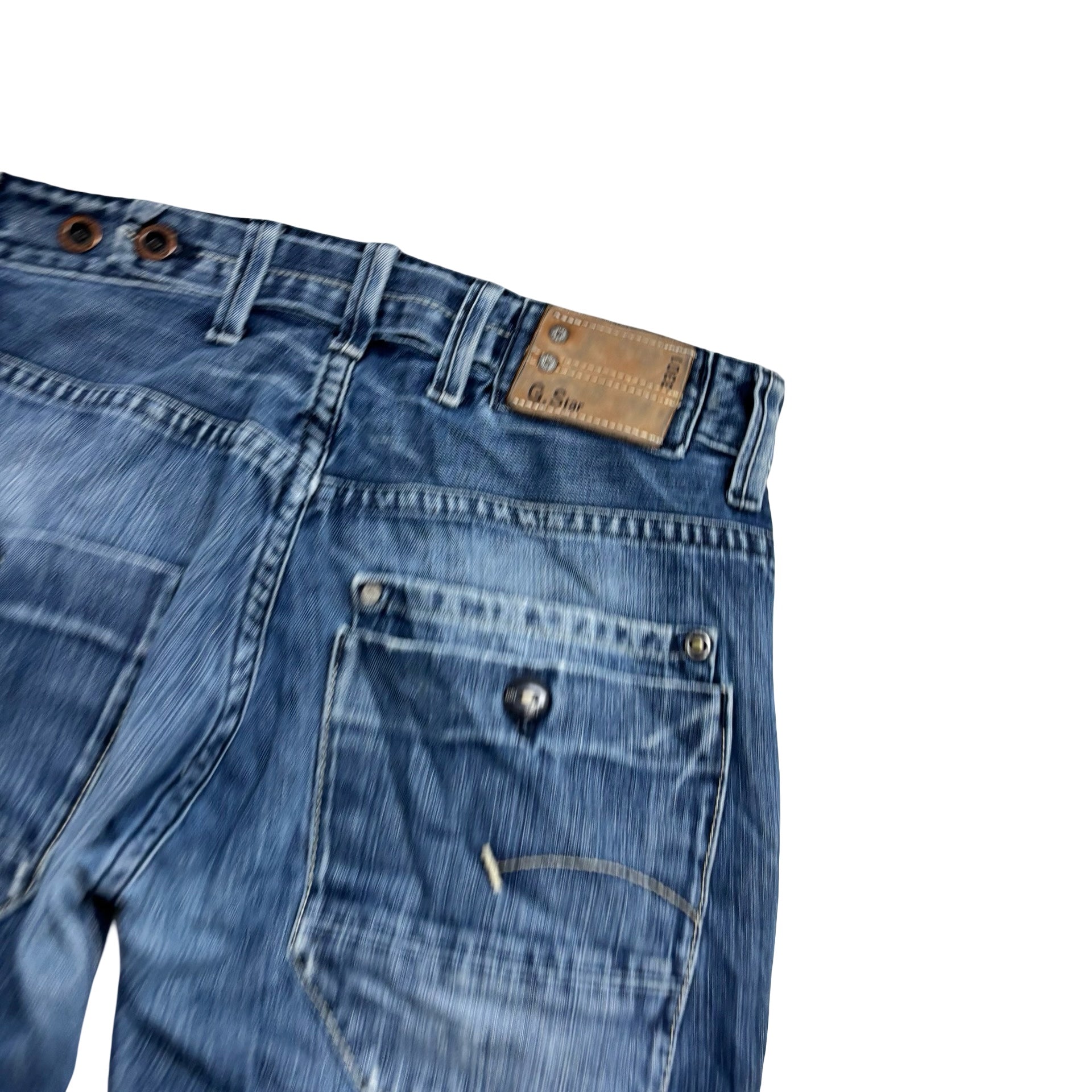 G Star 3301 Straight Jeans W34 L34 Mens Mid Blue Regular Fit Denim