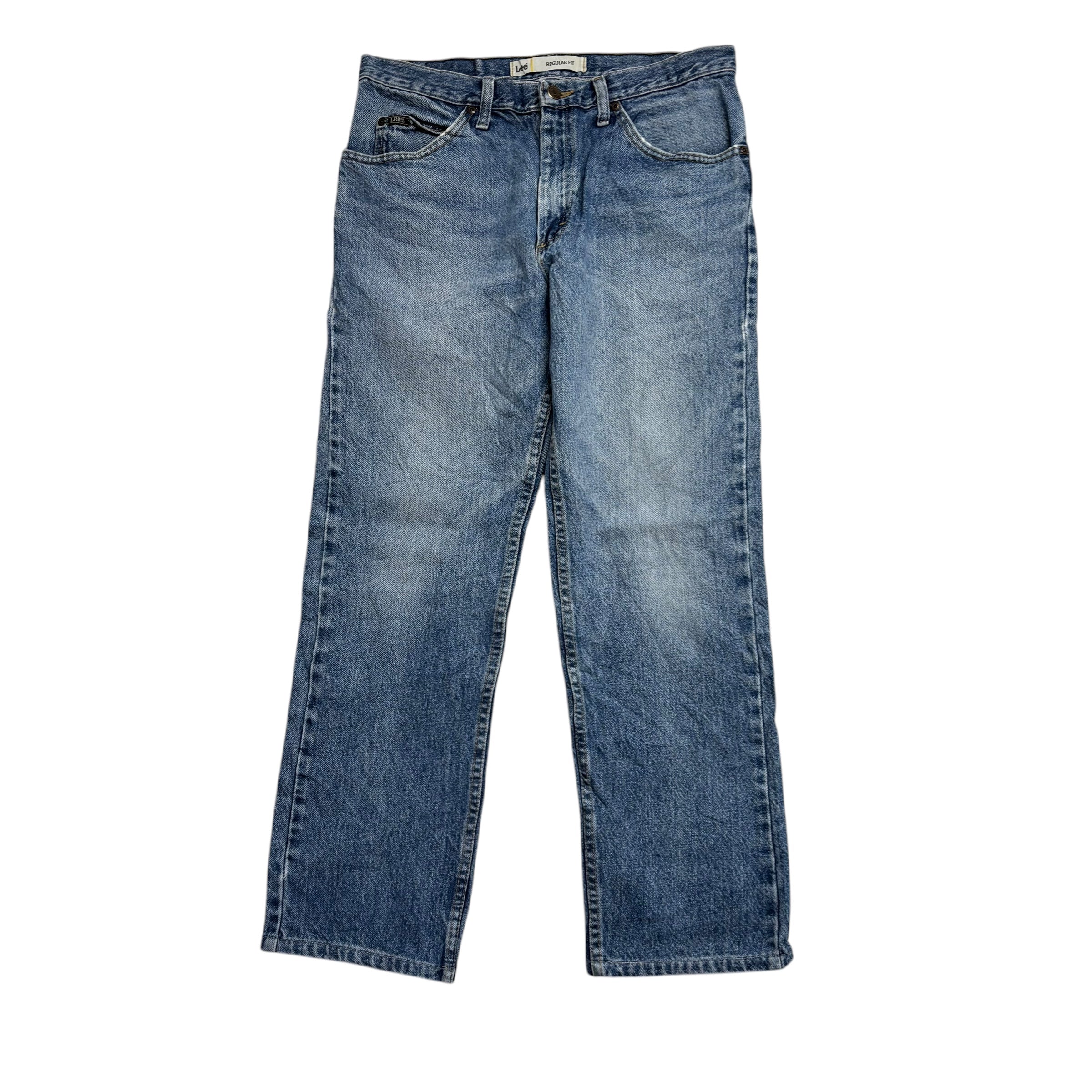 Lee Jeans W33 L29 Mens Light Blue Regular Straight Fit Vintage Denim (E)