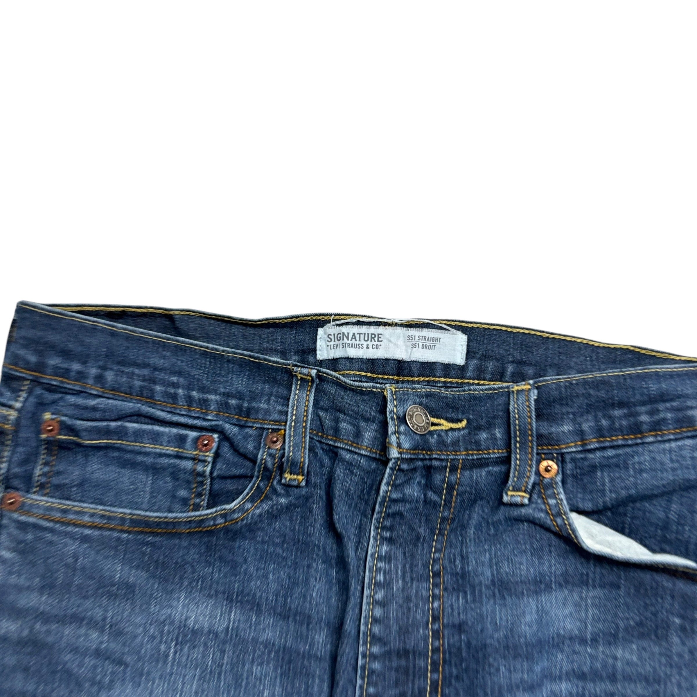 Levis Signature Jeans W34 L30 Mens Dark Blue Regular Straight Fit Stretch (E)