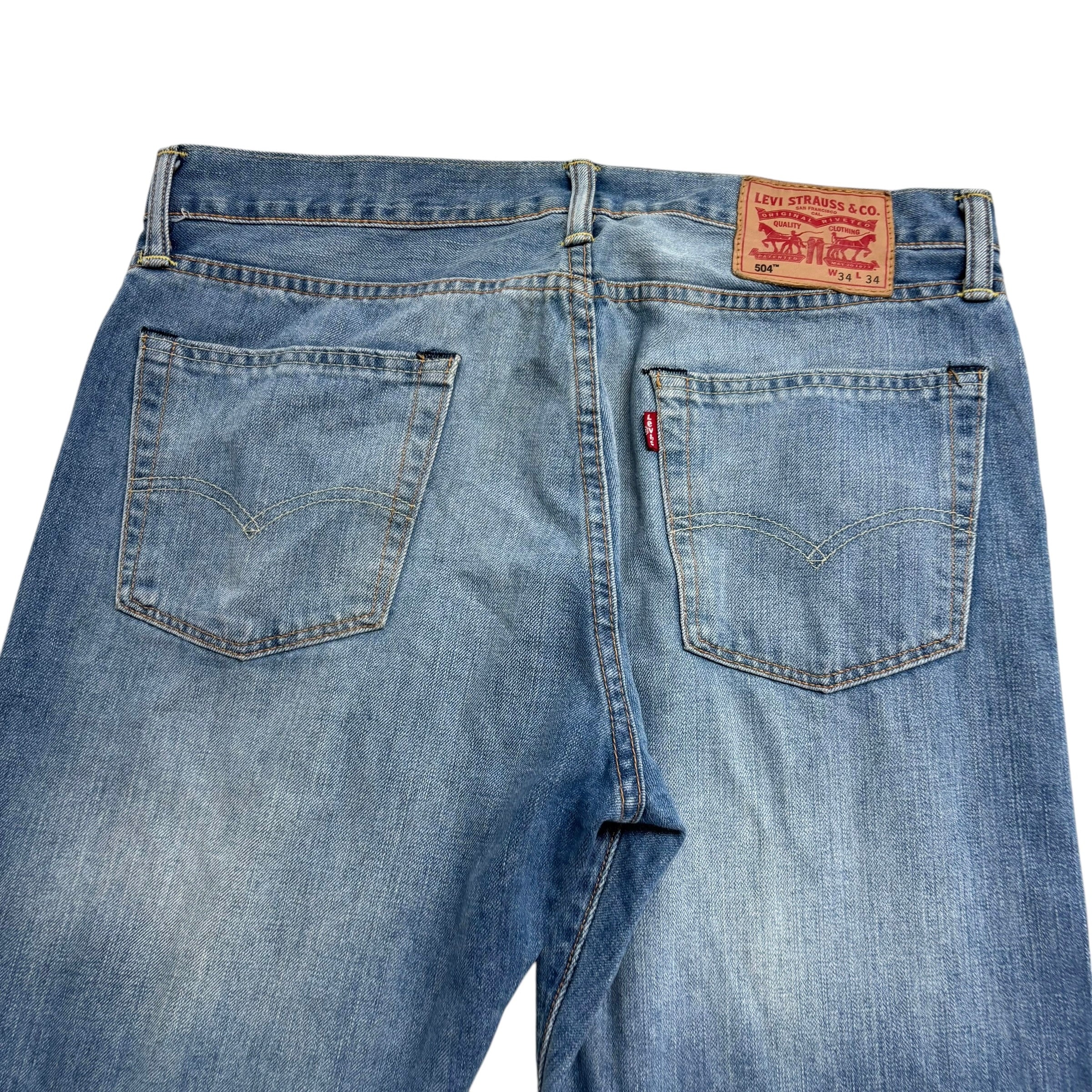 Levis 504 Jeans W34 L29 Mens Mid Blue Regular Straight Fit Denim
